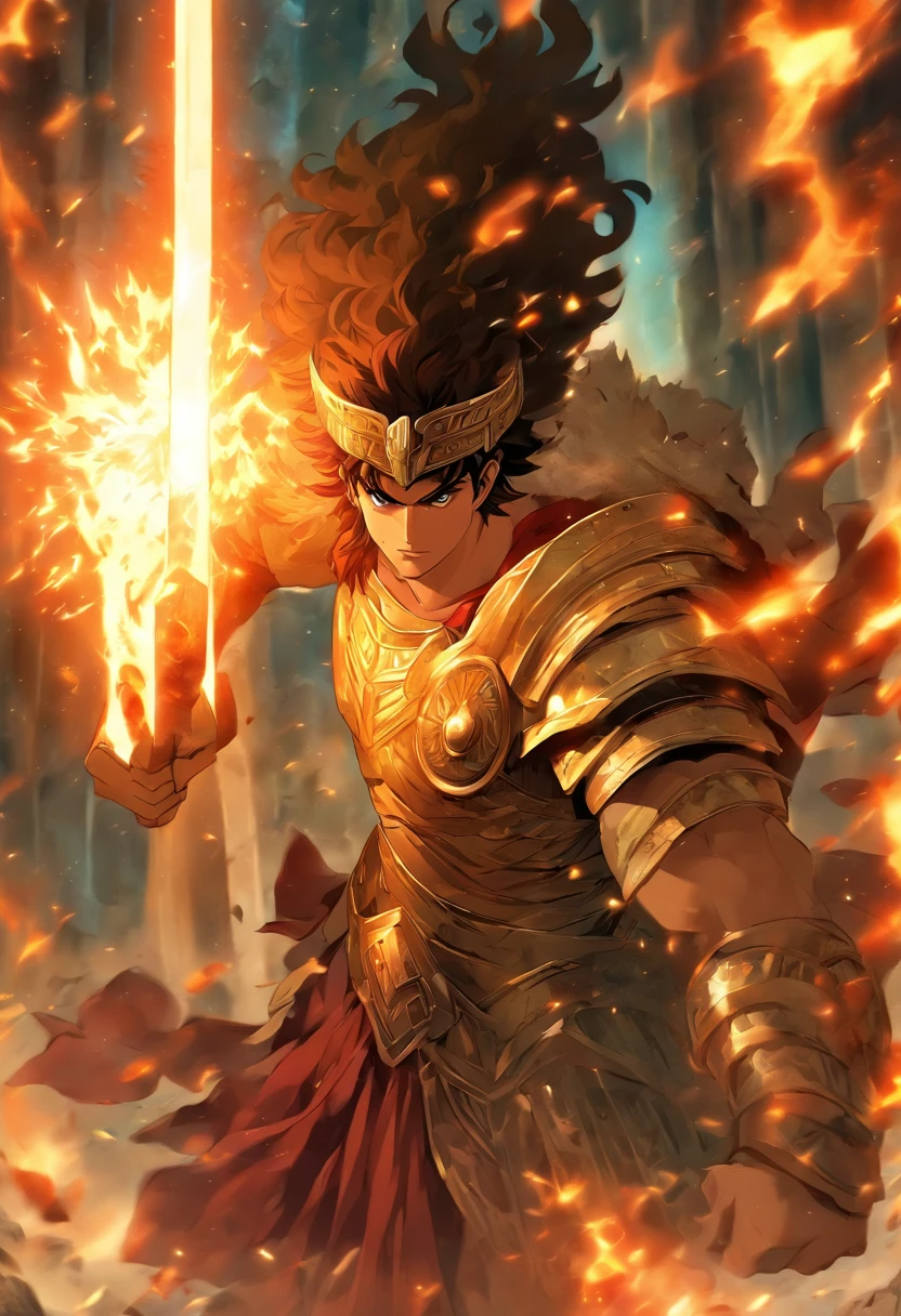 Perseus, Greek hero, cave, demigod, Greece, serious expression, man, sword and shield, soft lighting, Highly detailed background, Perfect masterpiece, high quality, very high resolution