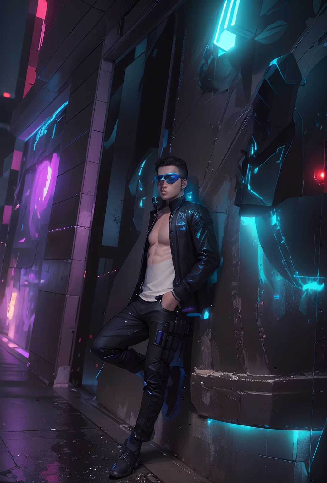 Change background cyberpunk handsome boy, realistic face, 8k, ultra realistic
