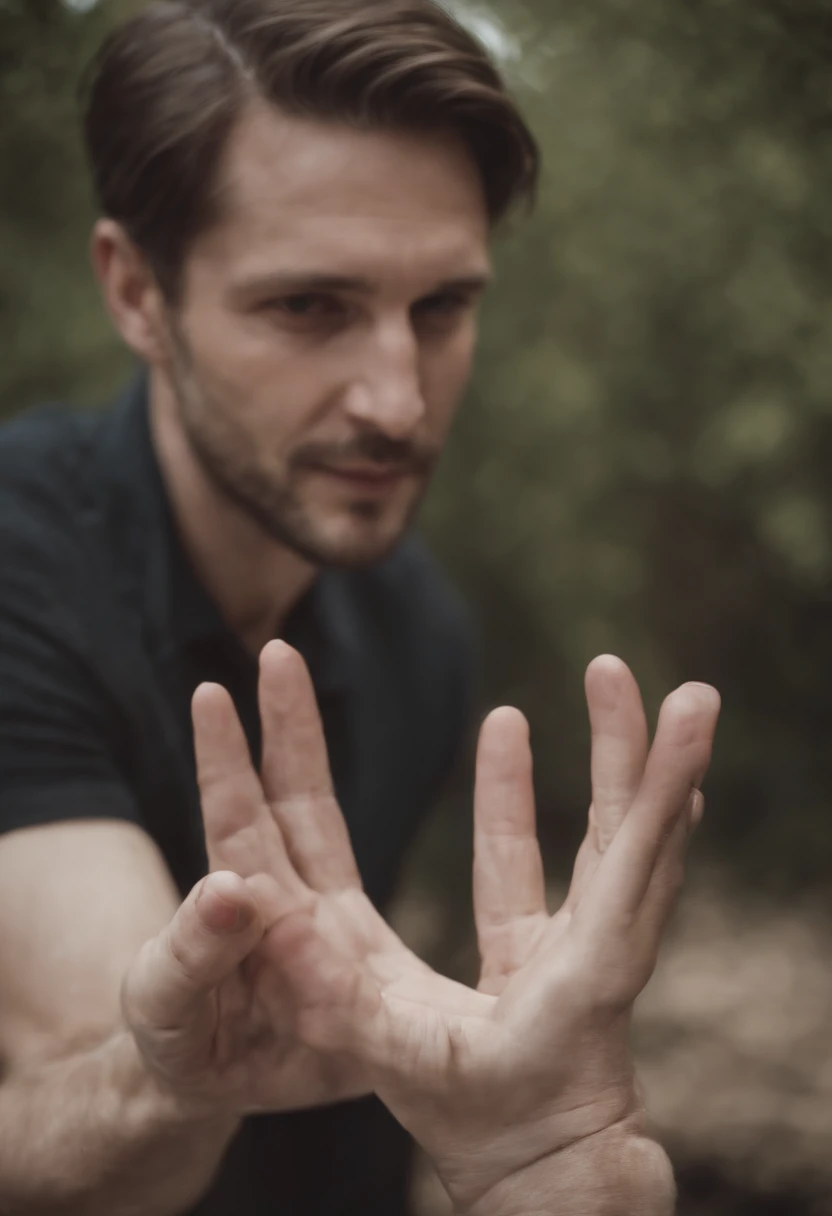 A man with very long hands.
