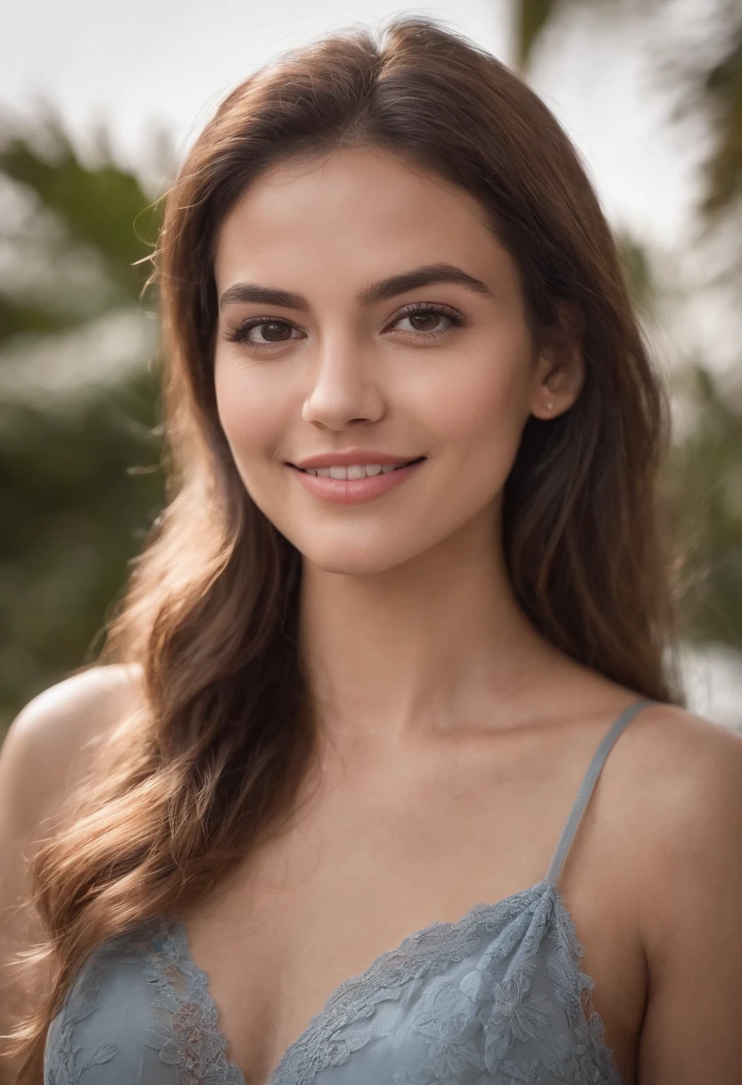 garota mexicana, 26 anos, cabelo castanho, olhos castanhos, retrato, mulher bonita, Olhos Hidratados, roupas casuais, Rosto bonito, jovem sexy, sorriso meigo, seios grandes, top bikini,Other position,outra posse, melhor qualidade existente, Uplighting, smiling