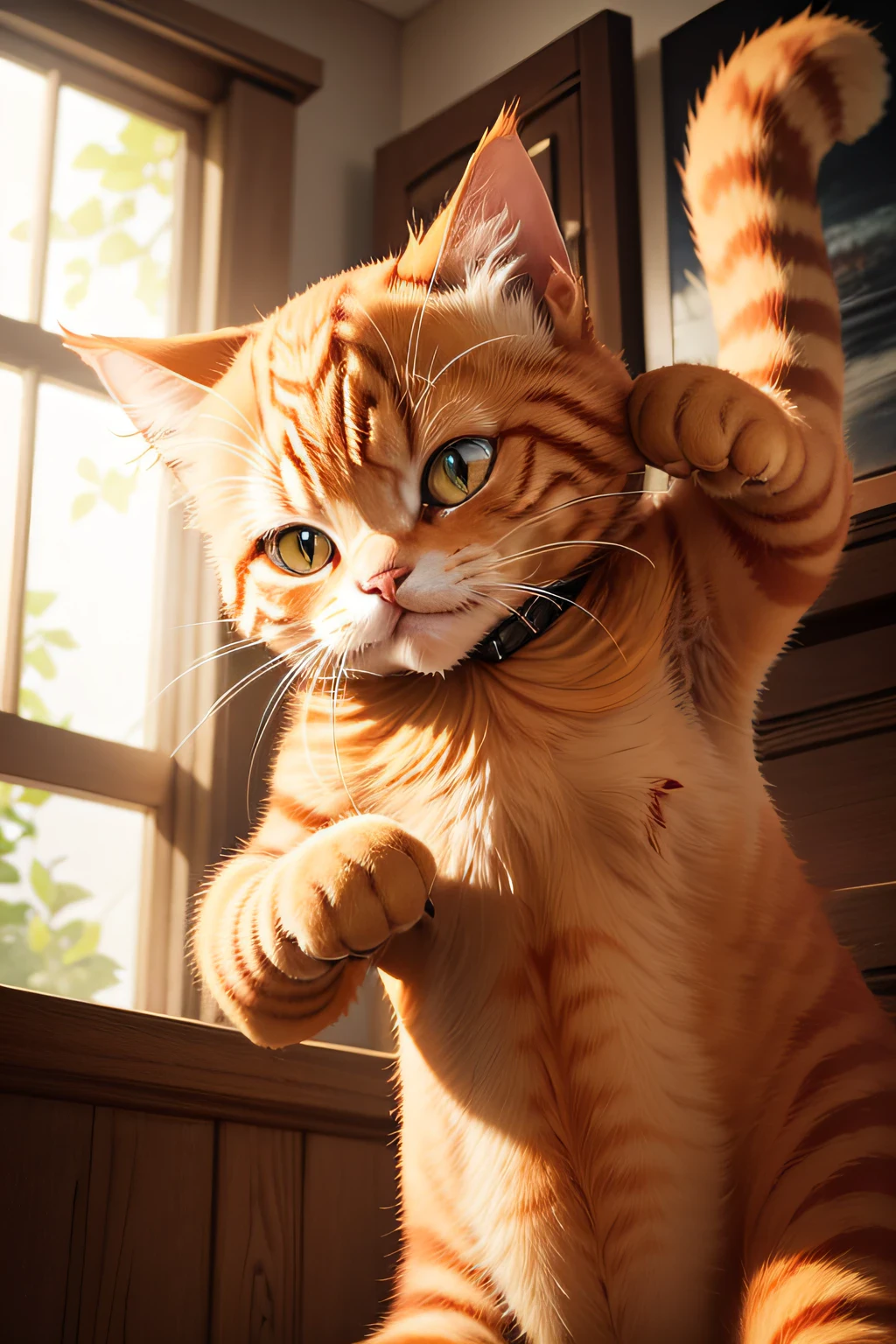 Ginger cat about to smack someone in the face
