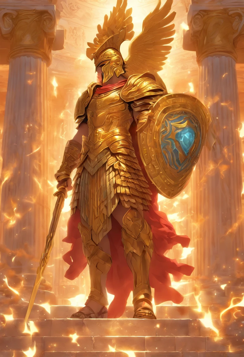 (((Perseus with a bag in his hands)))Perseus,Greek hero,Greece,Greek temple,bag in his hand, (((bag in his hand))),man,Highly detailed background, Perfect masterpiece, high quality, very high resolution