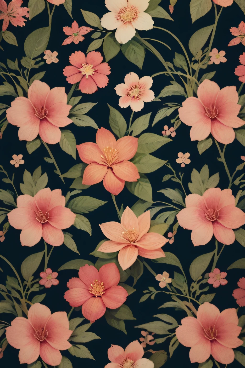 a watercolor floral pattern with pink flowers and green leaves, dark flower pattern wallpaper, floral pattern, seamless pattern design, papel de parede florido, neon floral pattern, flores florais coloridas, garden flowers pattern, motivos florais, papel de parede floral, Floral ornamentado, floral patterned skin, floral painted backdrop, Wholesome, repeating pattern, flores e flores, floral renewal, floral explosion