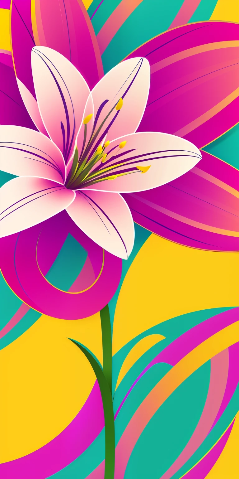 abstract lily flower wallpaper, vector style, splash ink, colorful, intricate