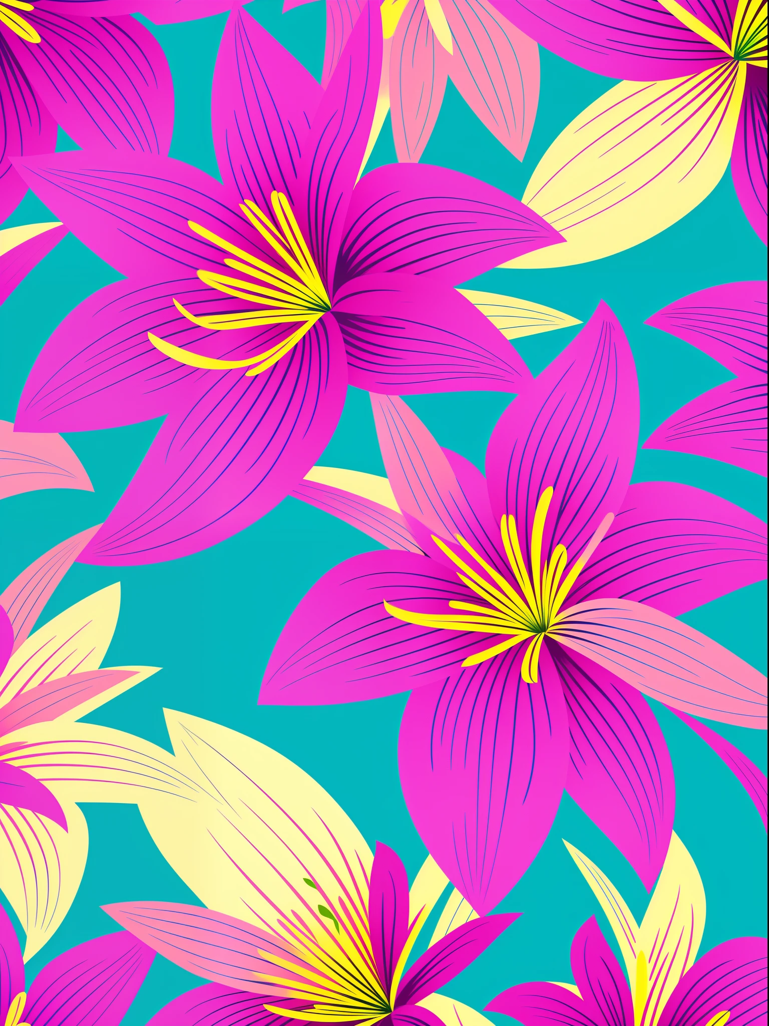 abstract lily flower wallpaper, vector style, splash ink, colorful, intricate
