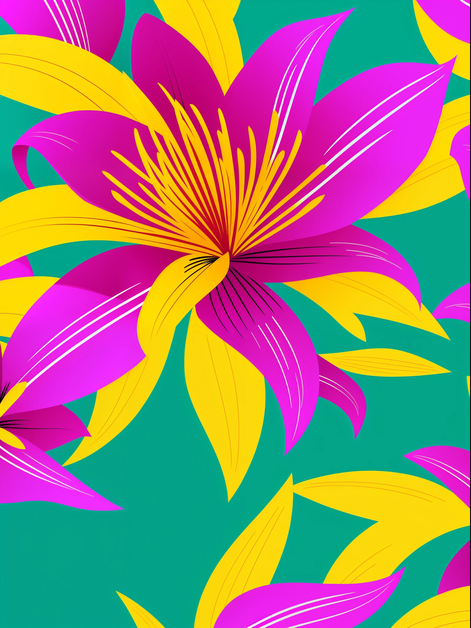 abstract lily flower wallpaper, vector style, splash ink, colorful, intricate