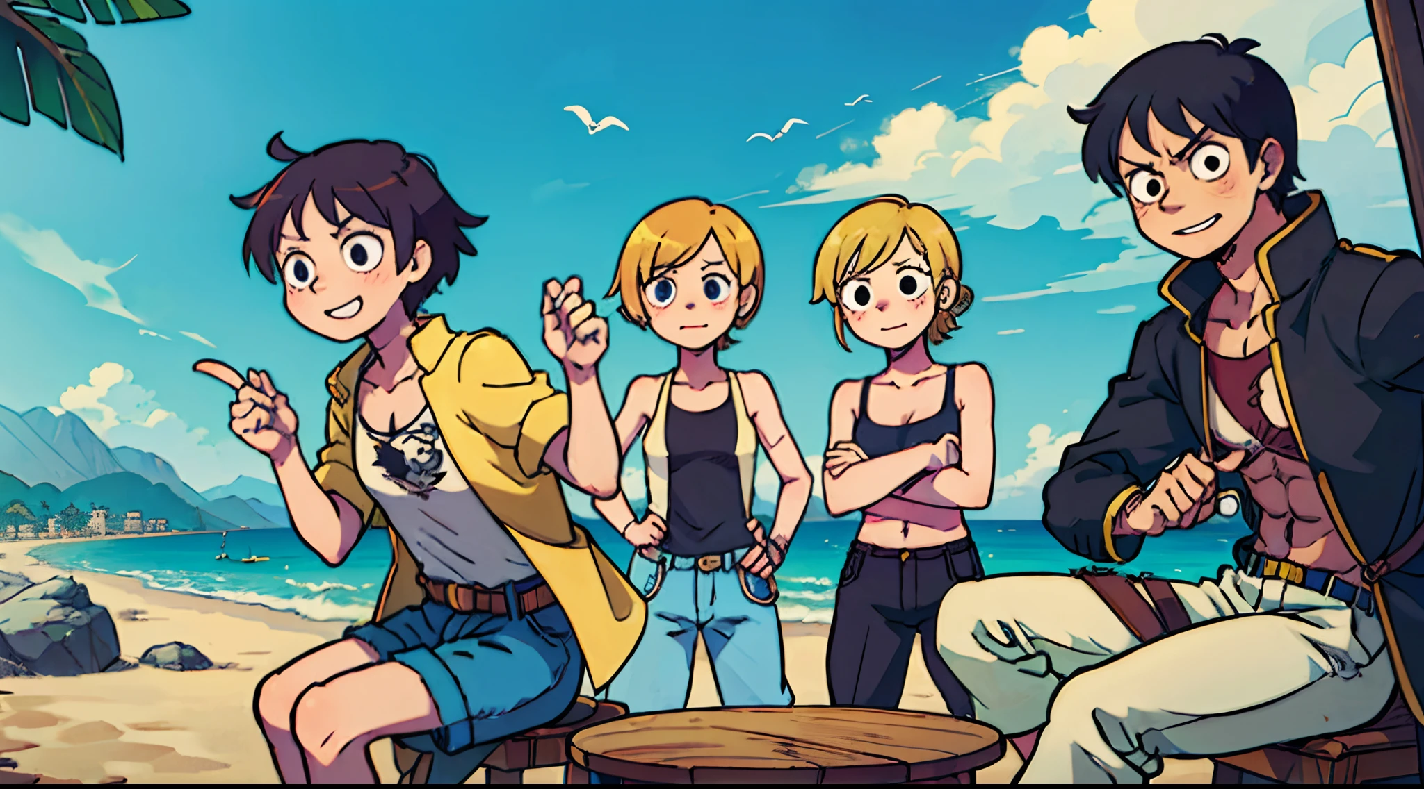 Luffy,Zorro,Sanji, chopper,usop,Nami e nico robi fazendo uma orgia