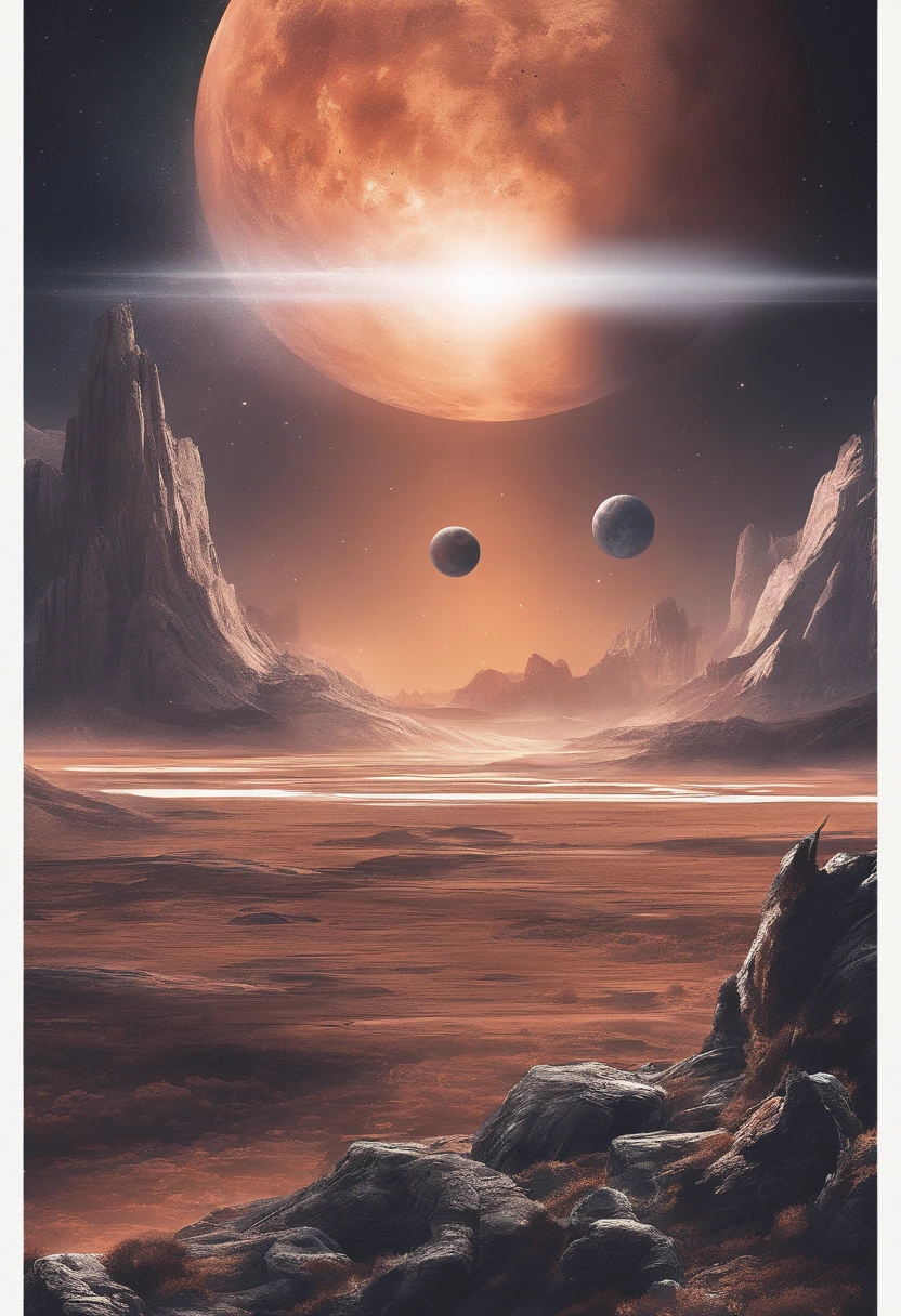 terra gigante、Top-notch image quality、crua、cena noturna、Planetas se aproximando