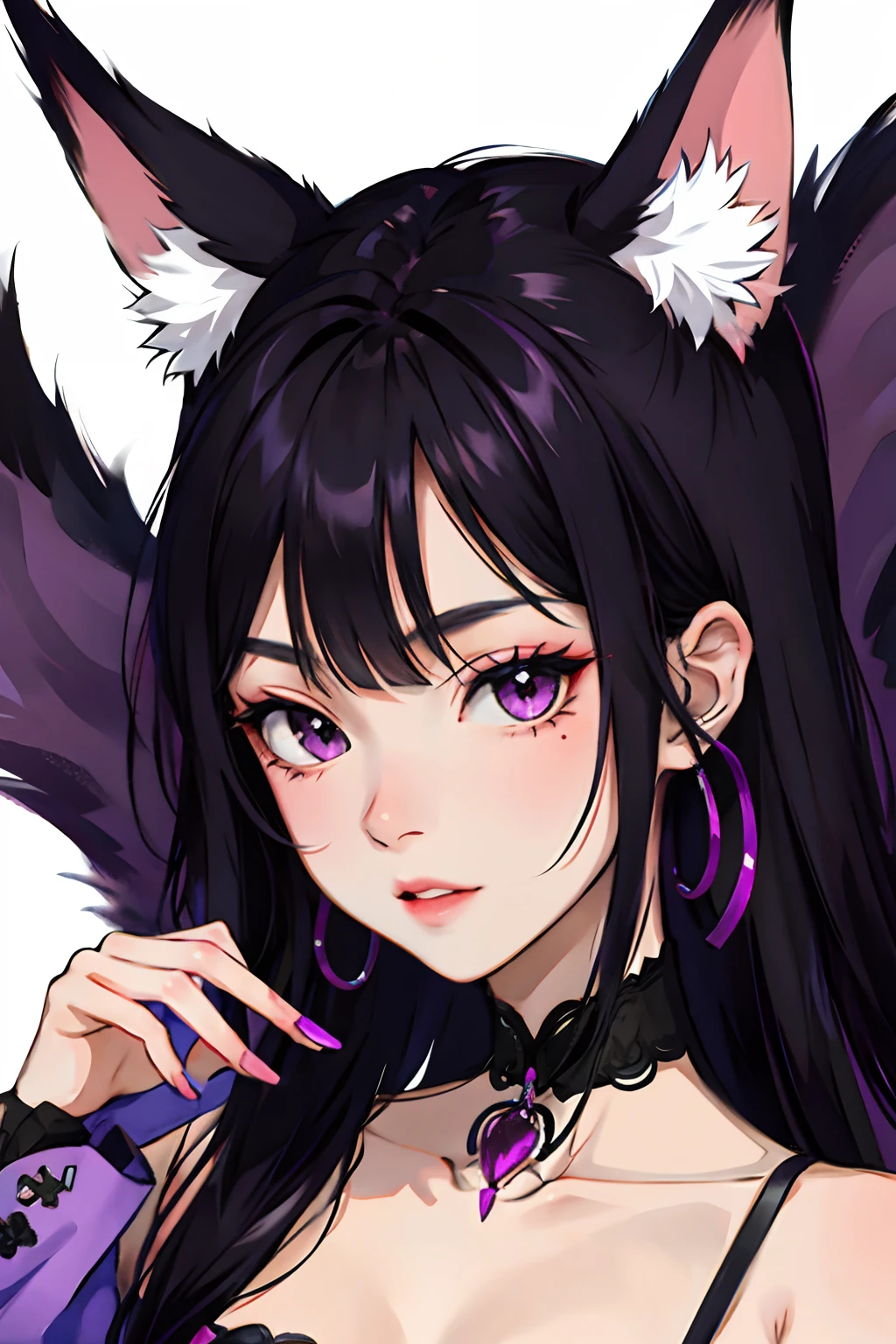 Purple kitsune with black hair