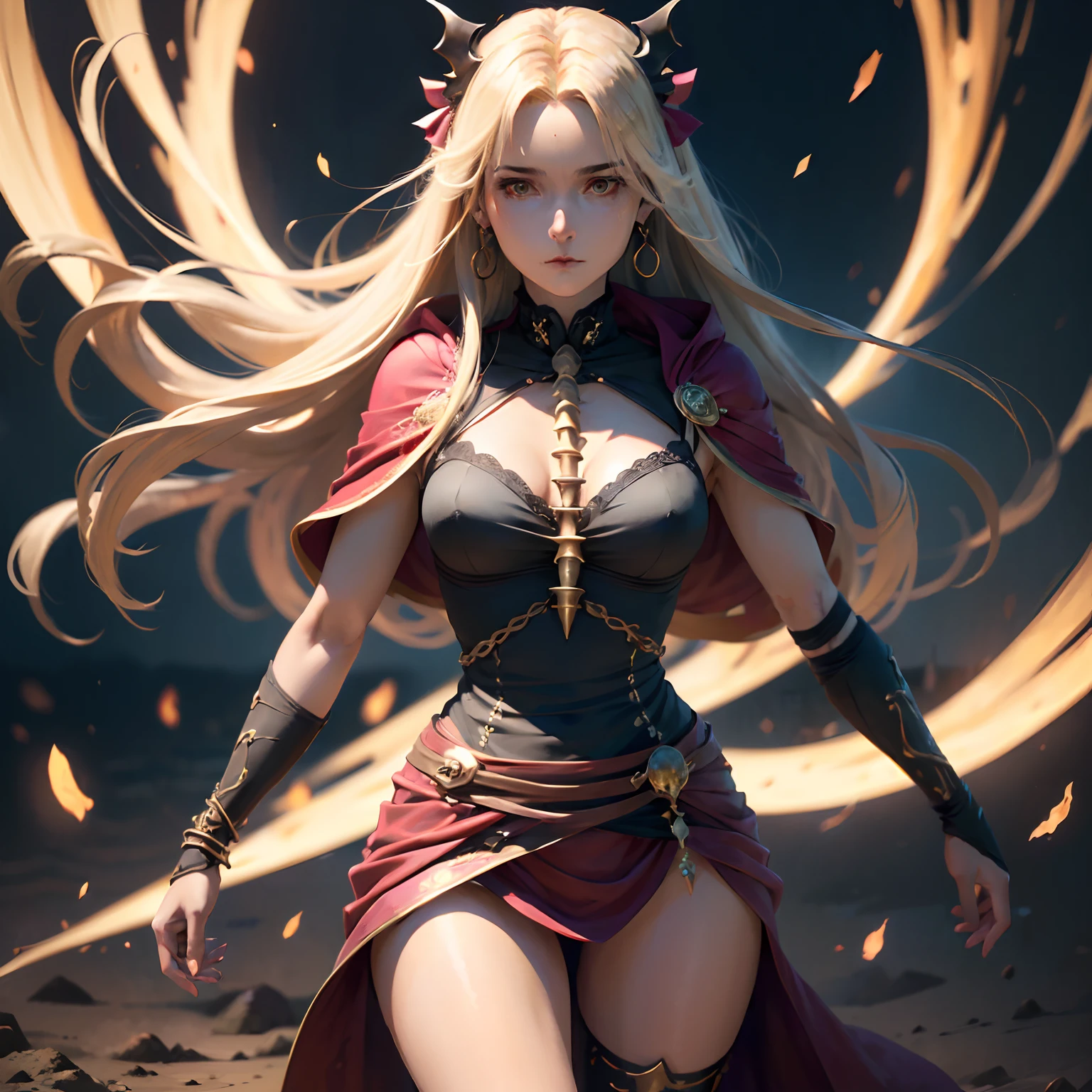 ((Personagem hyper realista)), (Ereshkigal de 20 anos), Grande Ordem do Destino, ((defronte, (corpo inteiro), corpo perfeito, corpo intrincado)), pernas grossas, (coxas internas expostas), long hair, (cabelo loiro), vestido preto, pernas a mostra, /Hiper realista, qualidade extrema, maximum details, max quality, Hyper realistic Cinematic lighting/