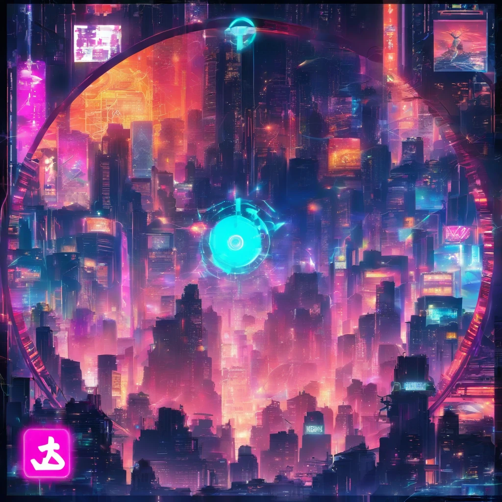 circle border, circle frame, (picture frame), token border used for online game, no character, cyberpunk frame design, border touches edges of image canvas,