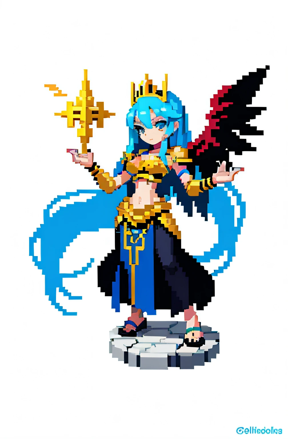 Fantasy animation pixel art,pix,Pixel art,legos,legos,1 monster,female pervert,No background,Iathos,The god of medicine in Greek mythology