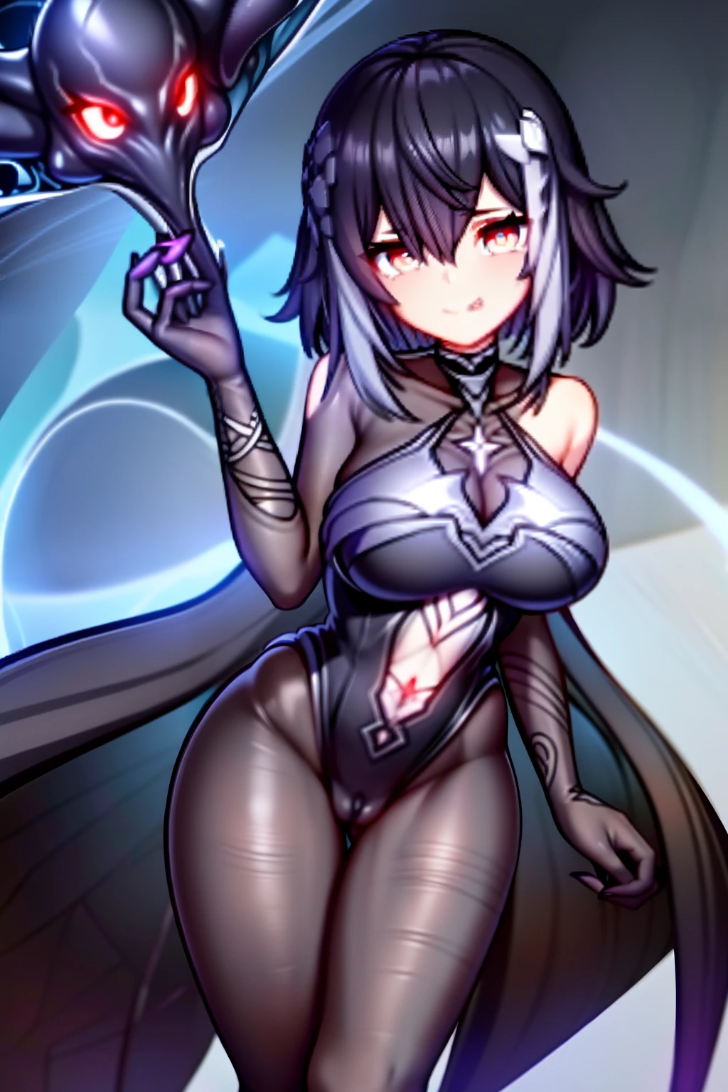 Tongue stock， dampness， Slimy， Black slime，black reotard, venom symbiote, fine art, PS5 movie screenshot, Highly detailed movie rendering, Raytricing ultra fotorrealista | | | | |, With cinematic lighting, (Natural pointed breasts:1.2), Wide buttocks correct anatomy.(camel-toe， Vulvar shape：1.2）HighestQuali，tmasterpiece，hyper HD），（gem-like eyes，scybernetic），（cyber punk style，Shiny black skin tights，Transparent high-tech material，realisticlying, 1girll, Blue hair, Red eyes, 比基尼, light particules, llight rays,black lence stockings，Chiaroscuro, Ray tracing, Cinematic lighting， 1girll， 独奏， standing on your feet， hair adornments， Red eyes， Heartless expression， blood stain， terroral， Clear one-piece stockings，Red eyes，Blackened，long black gloves，Jumpsuits，Skinny one-piece stockings，Highlight her gorgeous figure,Wrap the whole body，Sheer jumpsuit，Red eyes，Venom possession，Blackened，long black gloves，Jumpsuits，Clear black one-piece stockings，Blood-red eyes，Best quality, high resolution, Ultra-detailed, Vivid texture, Mask, bangs，Wear socks，Tears，Wrapped in black slime