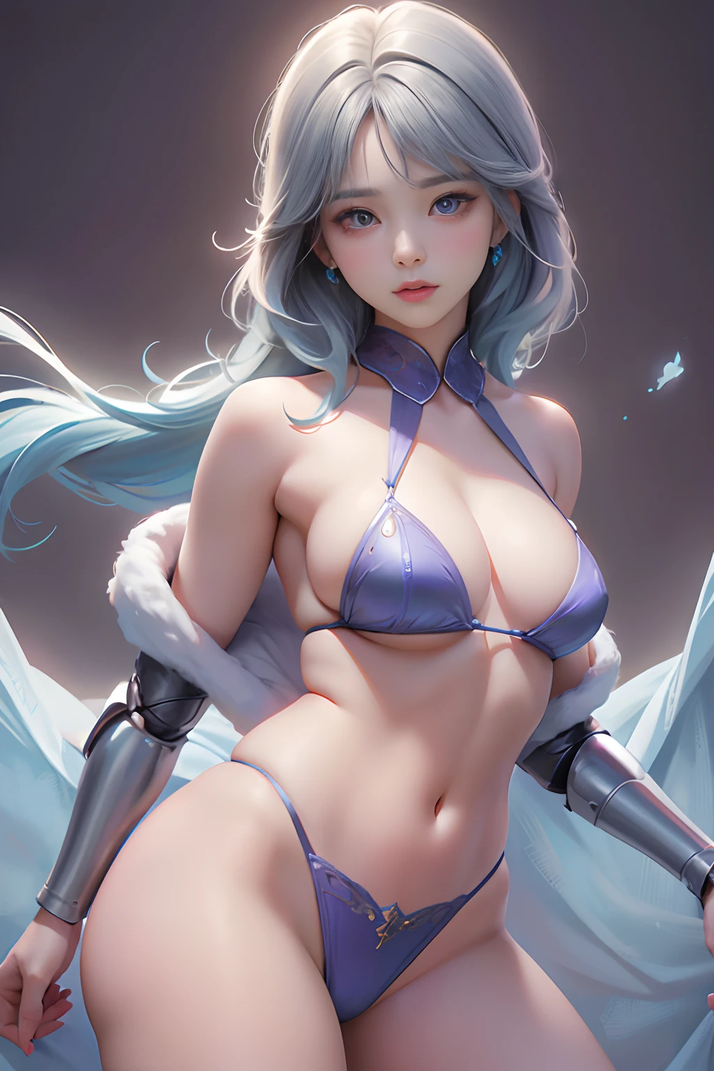 (Best Quality,4K,8K,Haute,Master Parts:1.2),ultra-detailliert,(Realistic,Photorealista,Photorealsitic:1.37),Silver Amazon jumps into the air to unleash its attack, Wearing silver armor, Long light blue hair flowing in the air, A sparkling universe emerges from your hands, natta, starrysky, Bright stars illuminating the scene, magical aura, Soft glow emanating from the Amazon, Dynamic Pose, Jump into the air, Convey a sense of strength and determination, vivd colour, All Silver Armor、Detailed and Intricicated。, Realistic style, Focus on Amazon and its actions. bule. beautifully detailed eyes, nase, and a lip, Add a touch of delicacy to your look, Lighting that emphasizes the central character, Cast soft shadows around you. big eye, be lilac and turquoise,,. Armor protects the body, Like a Knight of the Zodiac.