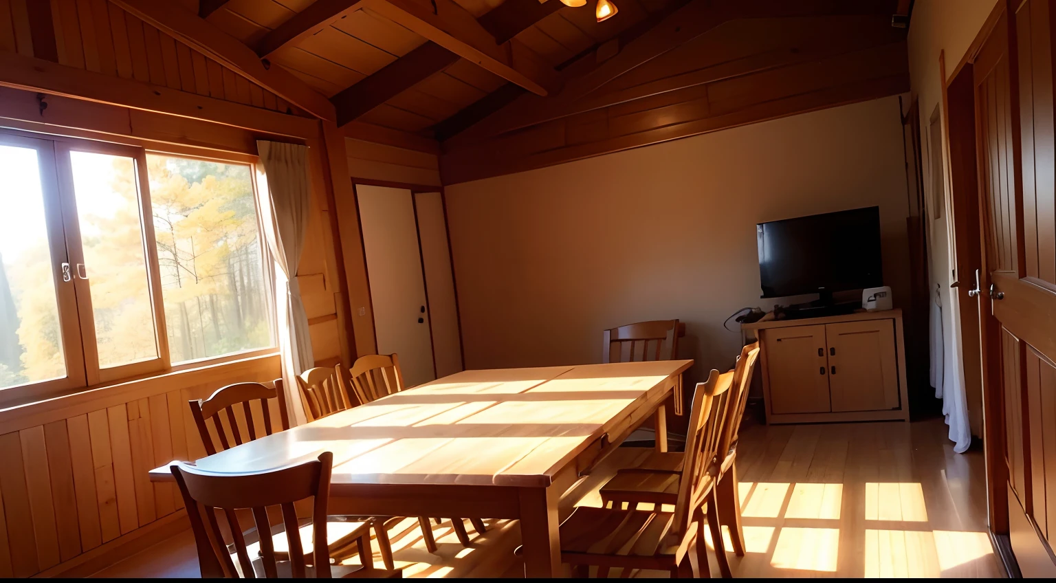 early evening、Sunlight room、wooden、Lodge