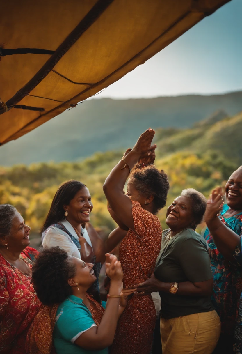 Images of people interacting and supporting each other