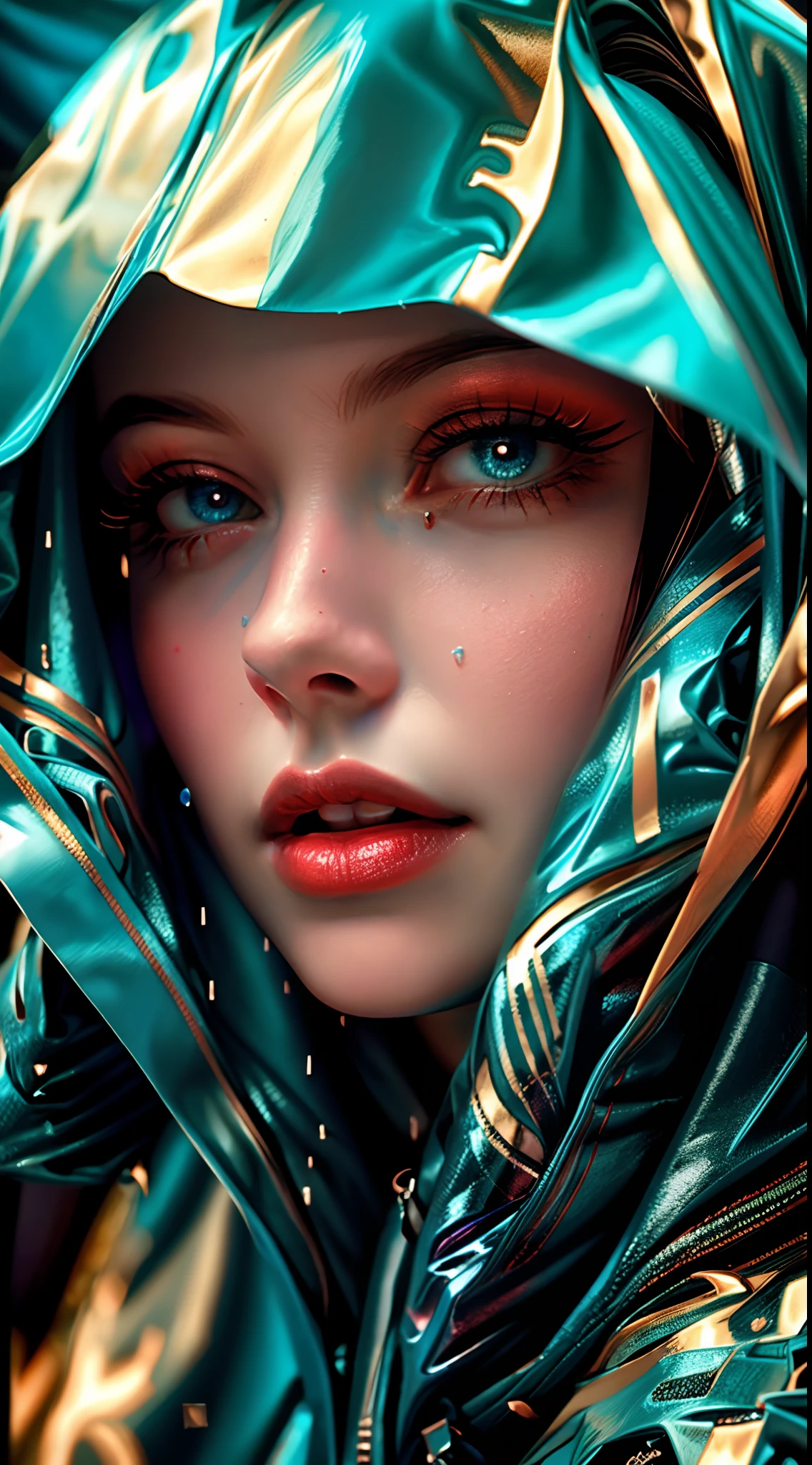 um close up de uma mulher vestindo uma jaqueta vermelha e azul, Arte digital 4K realista, Arte digital 4K realista, bela arte digital, Arte digital realista 8k, pintura digital ultra realista, Pintura digital realista, Arte de fantasia hiperrealista, Arte digital altamente detalhada em 4k, arte digital ultra realista, Arte digital realista, Arte digital alucinante, Arte digital ultrarrealista