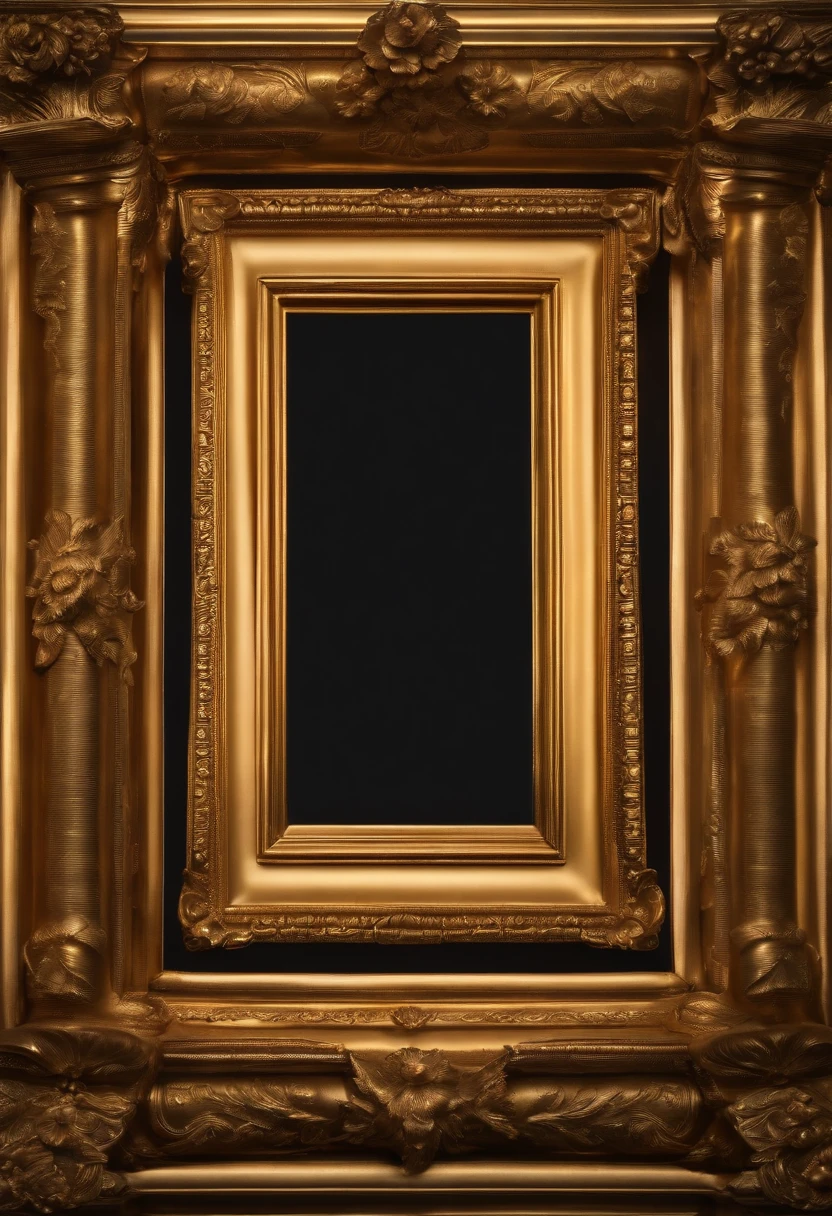 picture frame，golden colored，opulent，elegent