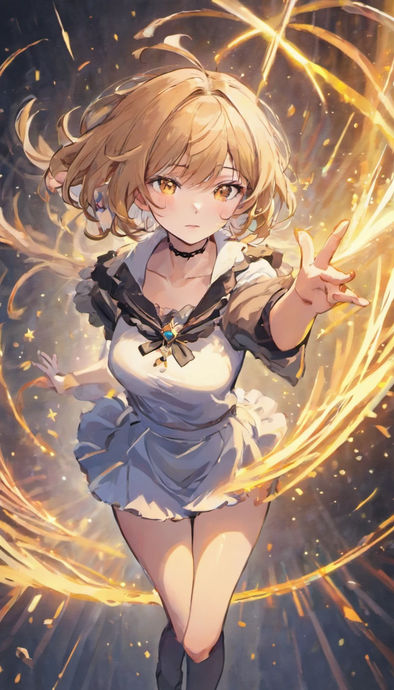 masterpiece Golden Winged Girl Golden flames all over (Short Bob Hair:1.4),(blue eyes)