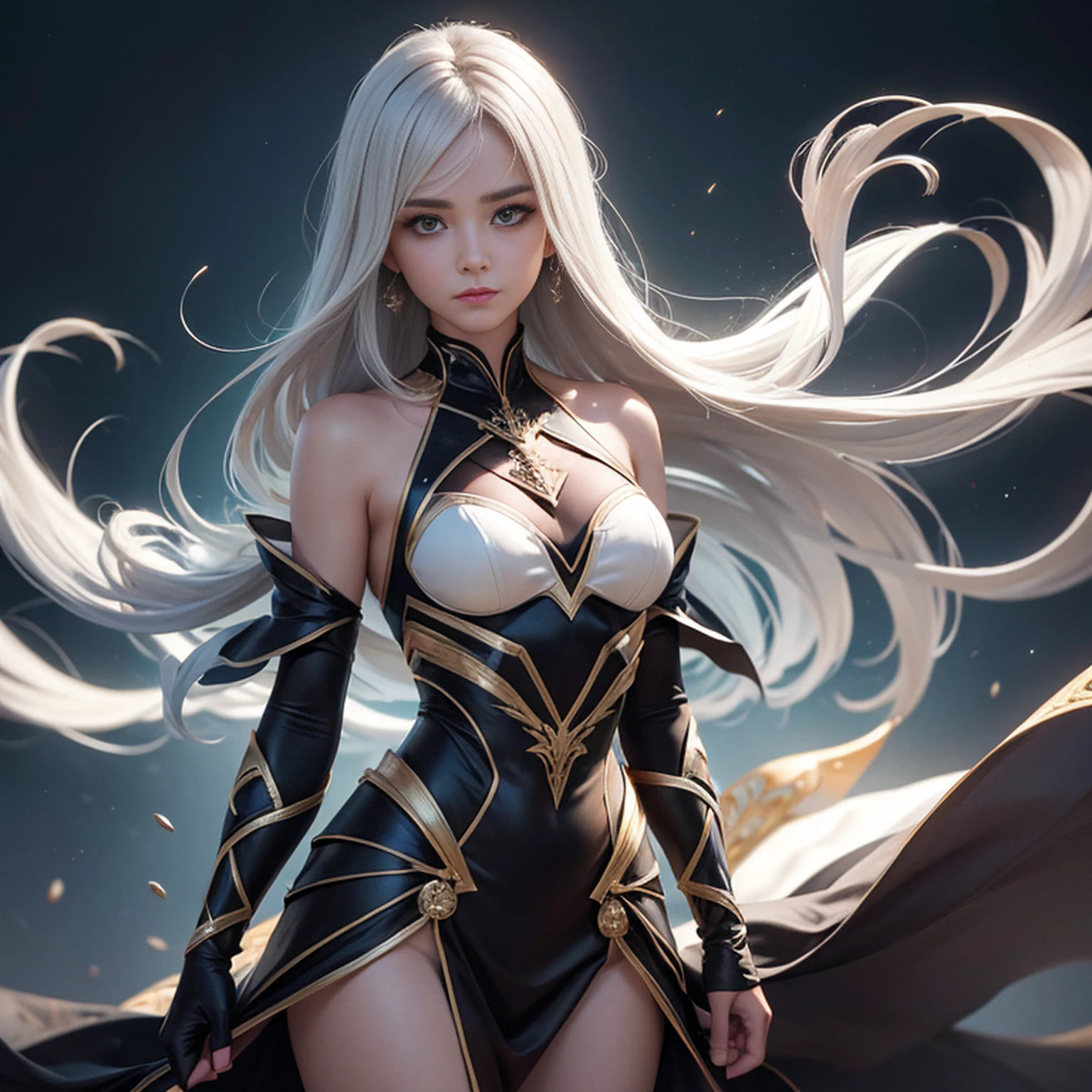 1girl,sozinho,vestir,cabelos longos,light particles,brilho,Backlighting,fundo preto,corpo inteiro,bareshoulders,cabelos azuis,cabelos muito longos,Standing,master part,melhor qualidade,ultra high-resolution,(Olhando para o Viewer:1.5),(Arte Fractal:1.2),Saia de gaze,