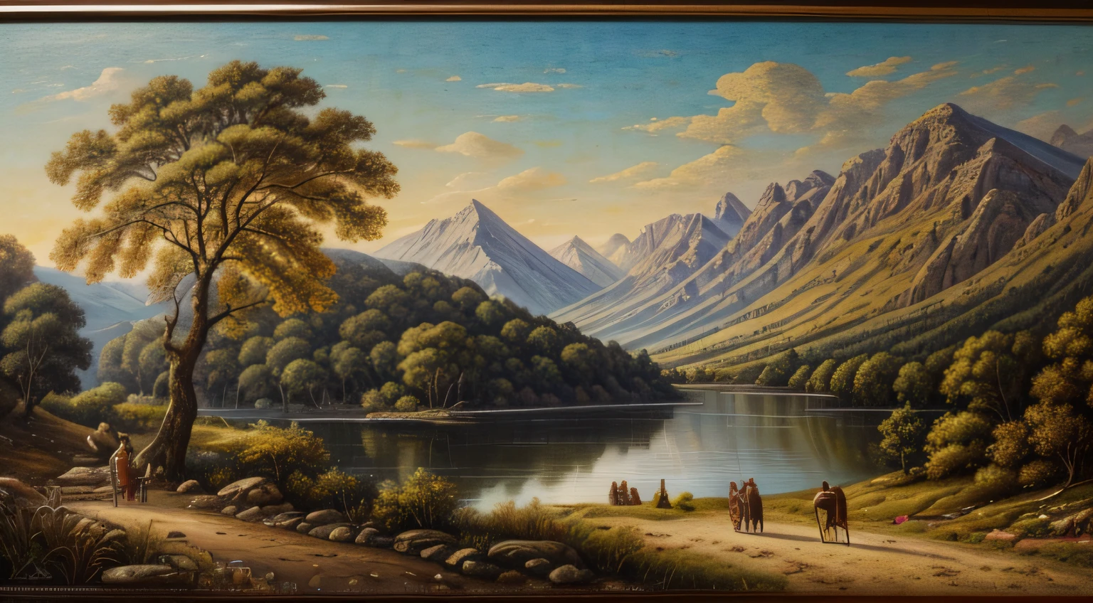 (best quality,4k,8k,highres,masterpiece:1.2),ultra-detailed,(realistic,photorealistic,photo-realistic:1.37),Caucasus region cave wall paintings from 15th century B.C.,ancient art,beautifully preserved cave murals,ethereal and captivating,mysterious geographical location,fine brush strokes,long-lasting pigments,naturalistic depictions,detailed figures and landscapes,deep meaning and symbolism,vivid colors,preserved over centuries,illustrating mythological stories and daily life scenes,enduring testament to ancient civilization,Ancient European masterpiece,meticulously painted scenes,abstract elements,hidden spiritual significance,dark and ambient lighting,subtle shadows and highlights,rich cultural heritage,fascinating historical narratives,dark background and vivid foreground,#history,ancient art treasures.