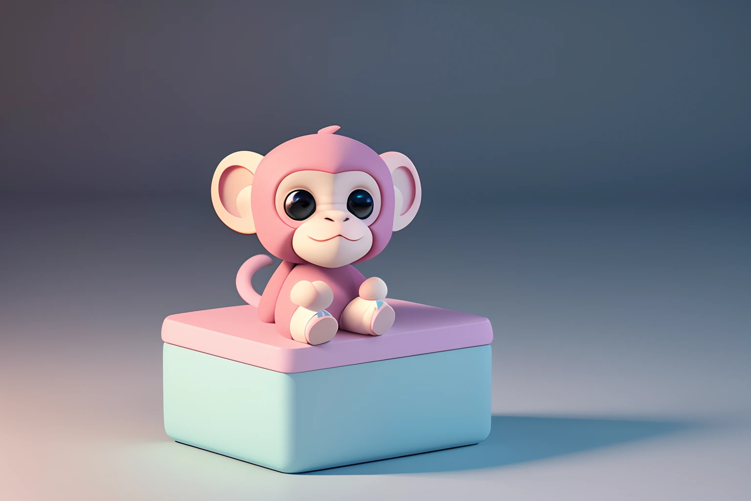 Tiny monkey sitting in a framme toy, standing character, soft smooth lighting, soft pastel colors, skottie young, 3d blender render, polycount, modular constructivism, pop surrealism, physically based rendering, square image