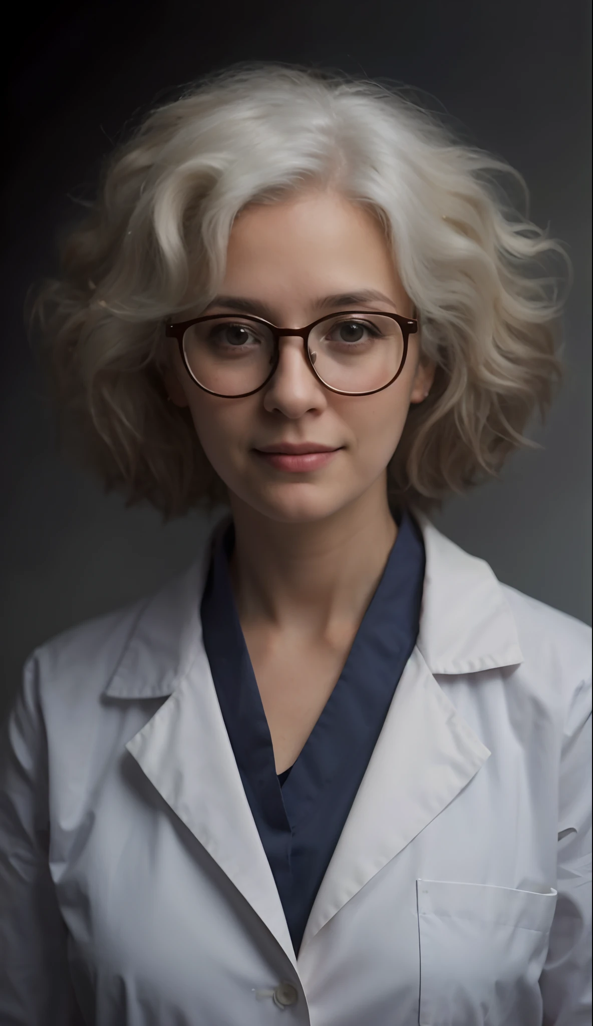 A closeup of a woman with glasses and a white coat, wearing lab coat and glasses, vestindo jaleco e blusa, Retrato de Mad Lady Scientist, Retrato de uma patologista, medic, vestindo jaleco, vestindo um jaleco branco, usando jaleco, retrato profissional, fechar retrato, retrato profissional close-up, medical photography