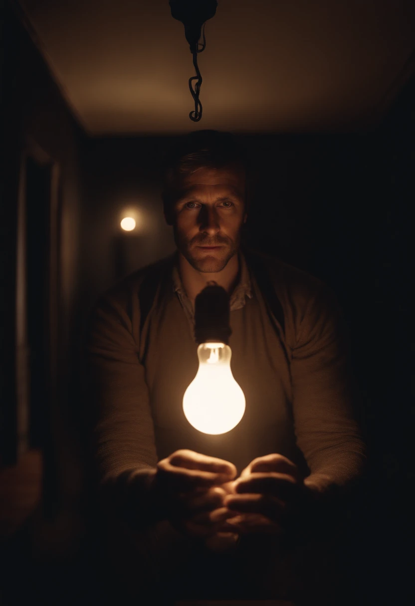 A man from 1990 with a light bulb over his head