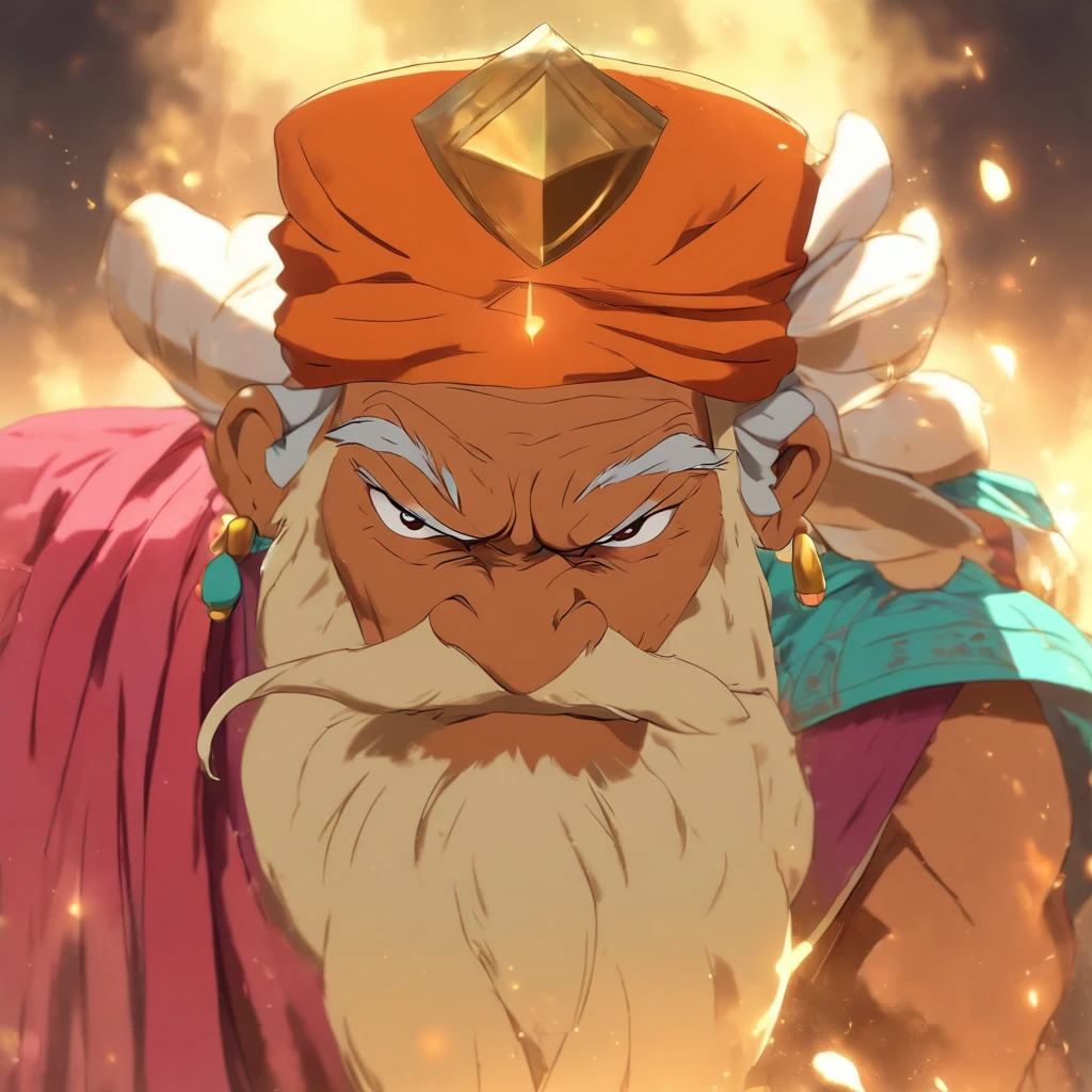 (old indian man:1.1,wearing turban:1.2,white bigger beard:1.1,bigger moustache:1.1,lighting cigar:1.2,in swag,extremely detailed facial hairs,portrait,half body,medium:oil painting,detailed eyes and face,detailed turban,traditional clothing,aged appearance,royal background,studio lighting,vibrant colors,dignified expression)
