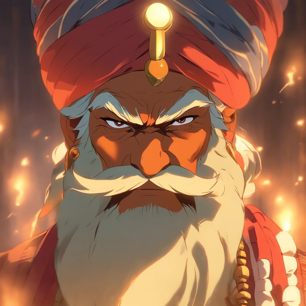 (old indian man:1.1,wearing turban:1.2,white bigger beard:1.1,bigger moustache:1.1,lighting cigar:1.2,in swag,extremely detailed facial hairs,portrait,half body,medium:oil painting,detailed eyes and face,detailed turban,traditional clothing,aged appearance,royal background,studio lighting,vibrant colors,dignified expression)