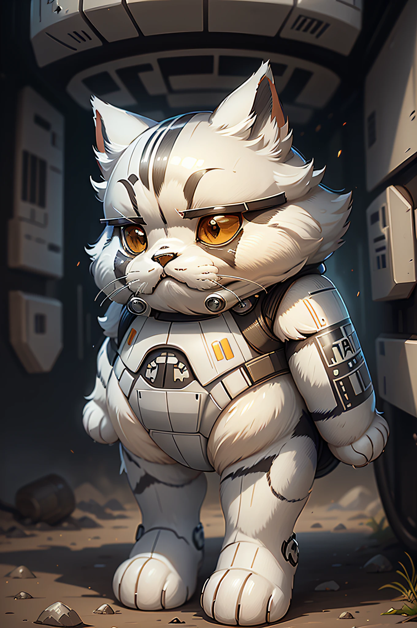 C4tt4stic,StarWars、Cartoon of soldiers in battle wearing stormtrooper white costume、Anthropomorphic breed Border Collie