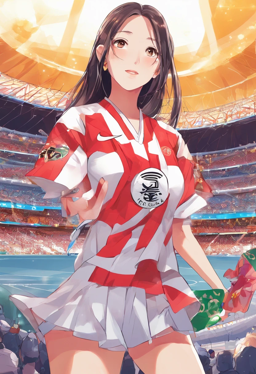 (Kaguya personaje ficticio del anime Kaguya sama solve is war) , 1 mujer, trotando,jugando futbol, Easy concentration expression, ropa de futbol blanca, muslos grandes, pechos grandes, sudor, cabello mojado, (estadio fondo de pantalla CG 8k extremadamente detallado), la mejor calidad, solo, 1girl, cinematography lighting, fondo detallado de estadio de futbol, hermosos ojos detallados, pupilas brillantes, (un extremadamente delicado y hermoso), (Description of Eyes beautiful and detailed), ((ultra detallado, obra maestra,))