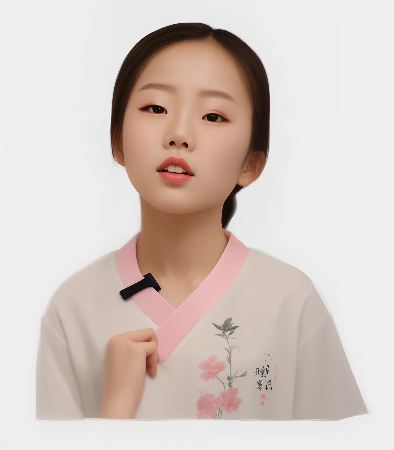 There was a young girl wearing a white shirt and a pink belt, Chinese girl, Young Asian girl, inspired by Zhang Zeduan, inspired by Hua Yan, yanjun cheng, inspired by Chen Daofu, inspired by Song Xu, inspired by Chen Lu, Inspired by Tang Yifen, Inspired by Zhao Yuan, Inspired by Qiu Ying