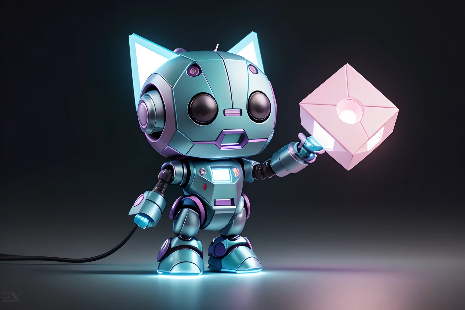 Tiny robot scratching his head toy, standing character, soft smooth lighting, soft pastel colors, skottie young, 3d blender render, polycount, modular constructivism, pop surrealism, physically based rendering, square image