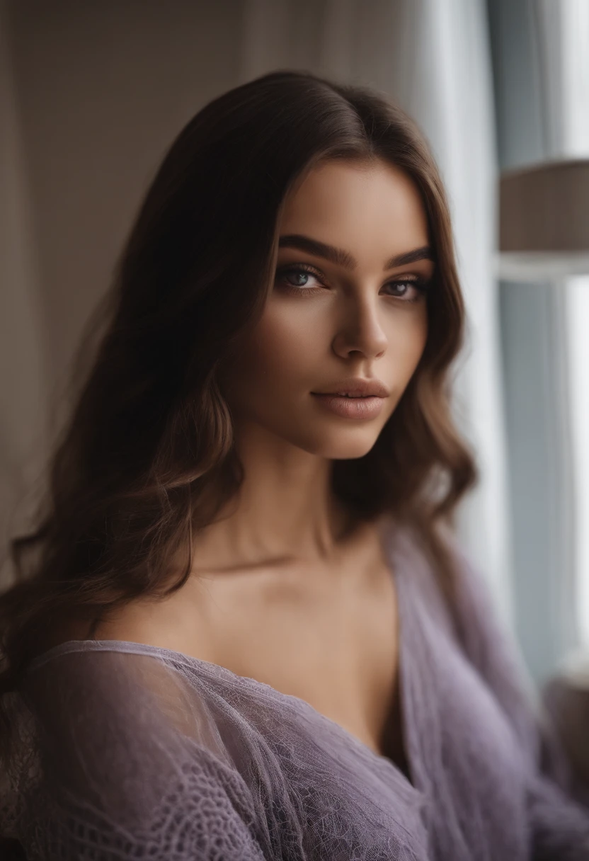 Arafed woman with black clothes, fille sexy aux yeux bruns, Portrait Sophie Mudd, cheveux bruns et grands yeux, selfie of a young woman, Yeux de chambre, Violet Myers, sans maquillage, maquillage naturel, looking straight at camera, Visage avec Artgram, Maquillage subtil, Superbe photo du corps entier, dans la chambre, clivage