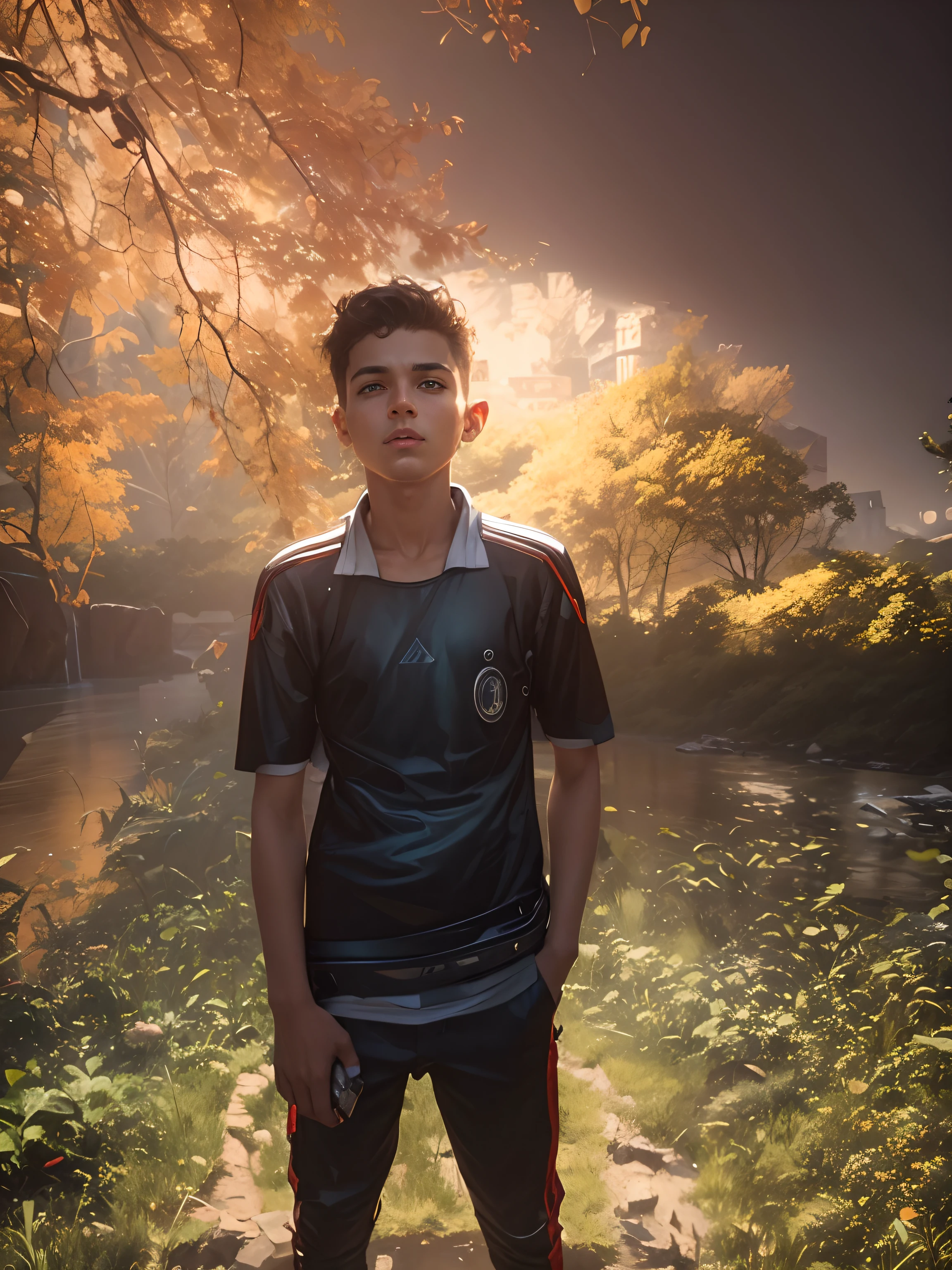 Boy with cinematic futuristic background
realistic face hd quality 8k resolution