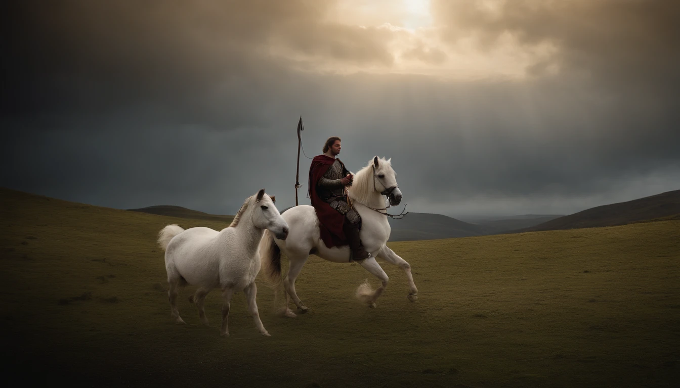 "I watched as the lamb opened the first of the seven seals. Then I heard one of the four living creatures say in a voice like thunder, 'Come!' I looked, and there before me was a white horse! Its rider held a bow, and he was given a crown, and he rode out as a conqueror bent on conquest.