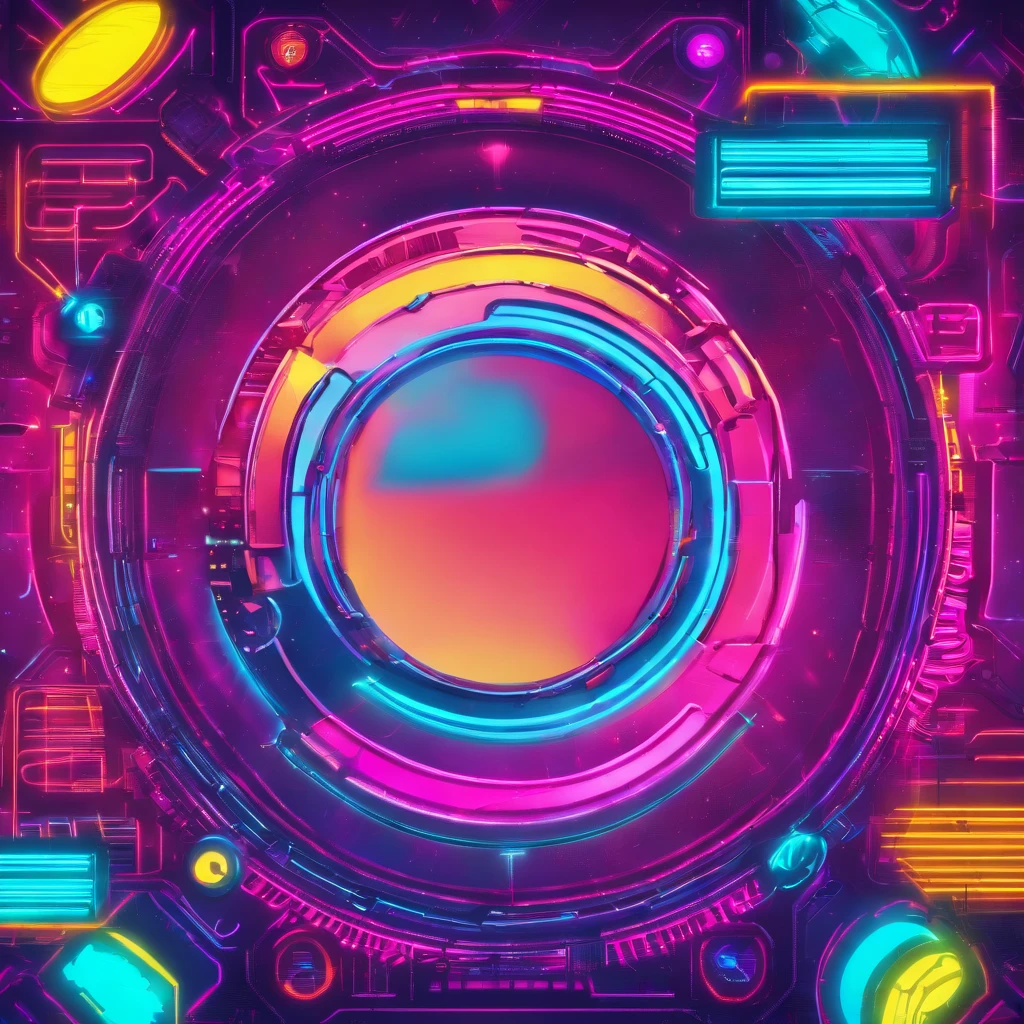circle border, circle frame, (picture frame), token border used for online game, no character, cyberpunk frame design, border touches edges of image canvas,
