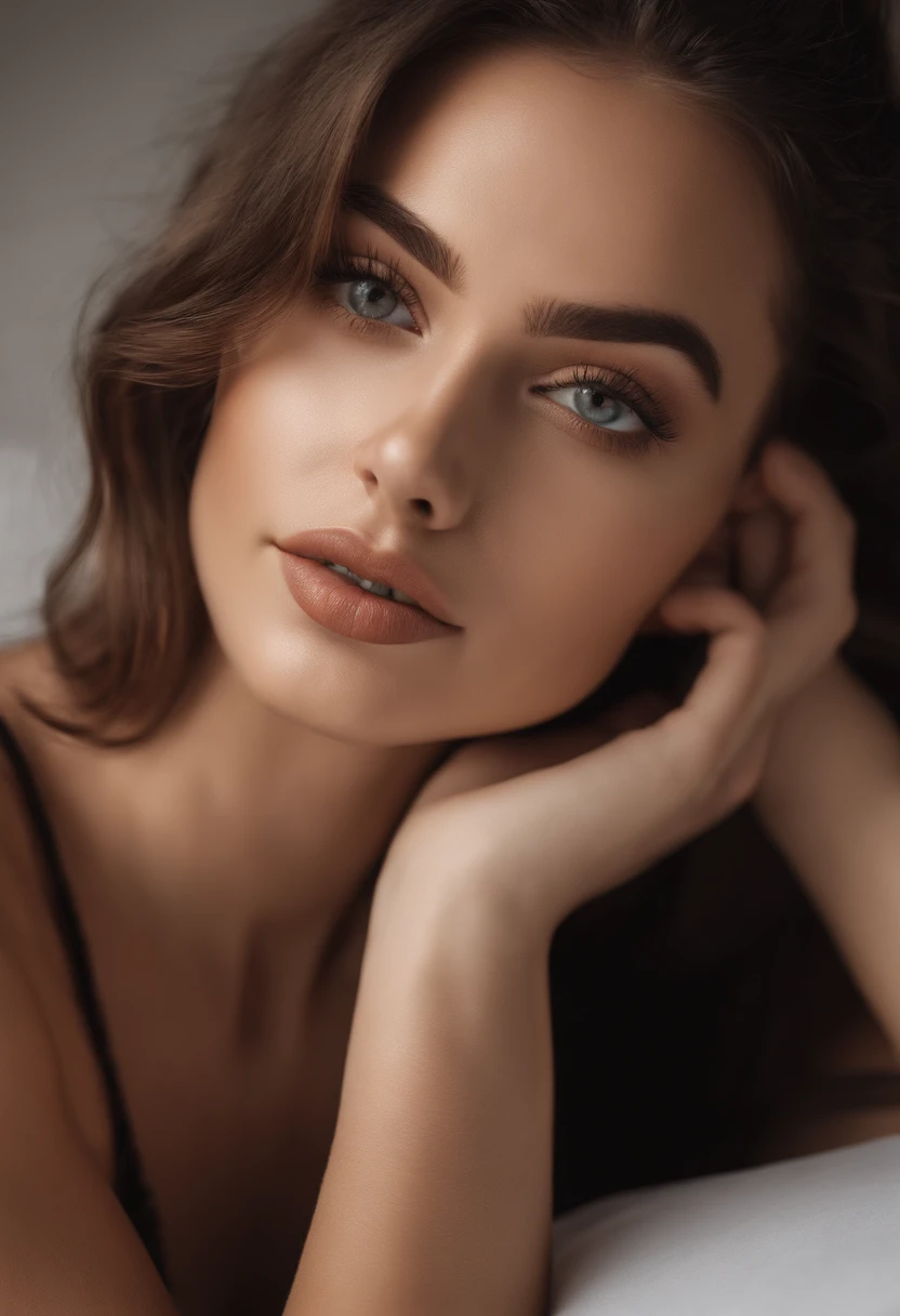 eliza1,1girl, solo, (realistic),(hyperrealism),(best quality),(masterpiece),(ultra high res),(photorealistic),(film grain),(naked , pov , close view , looking at viewer  milf),eye makeup,detailed eyes,detailed bedroom  , smile , cowboy pose 