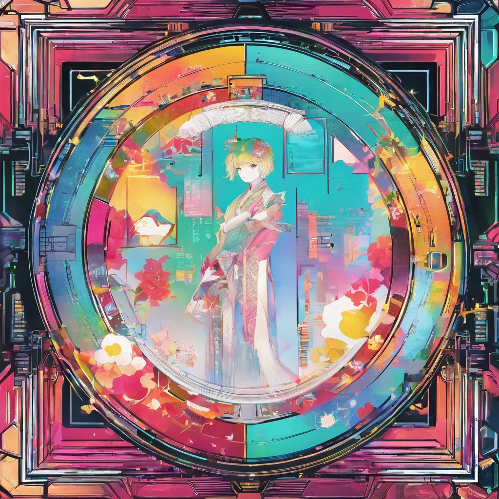 circle border, circle frame, (picture frame), token border used for online game, no character, cyberpunk frame design, border touches edges of image canvas, military color scheme,