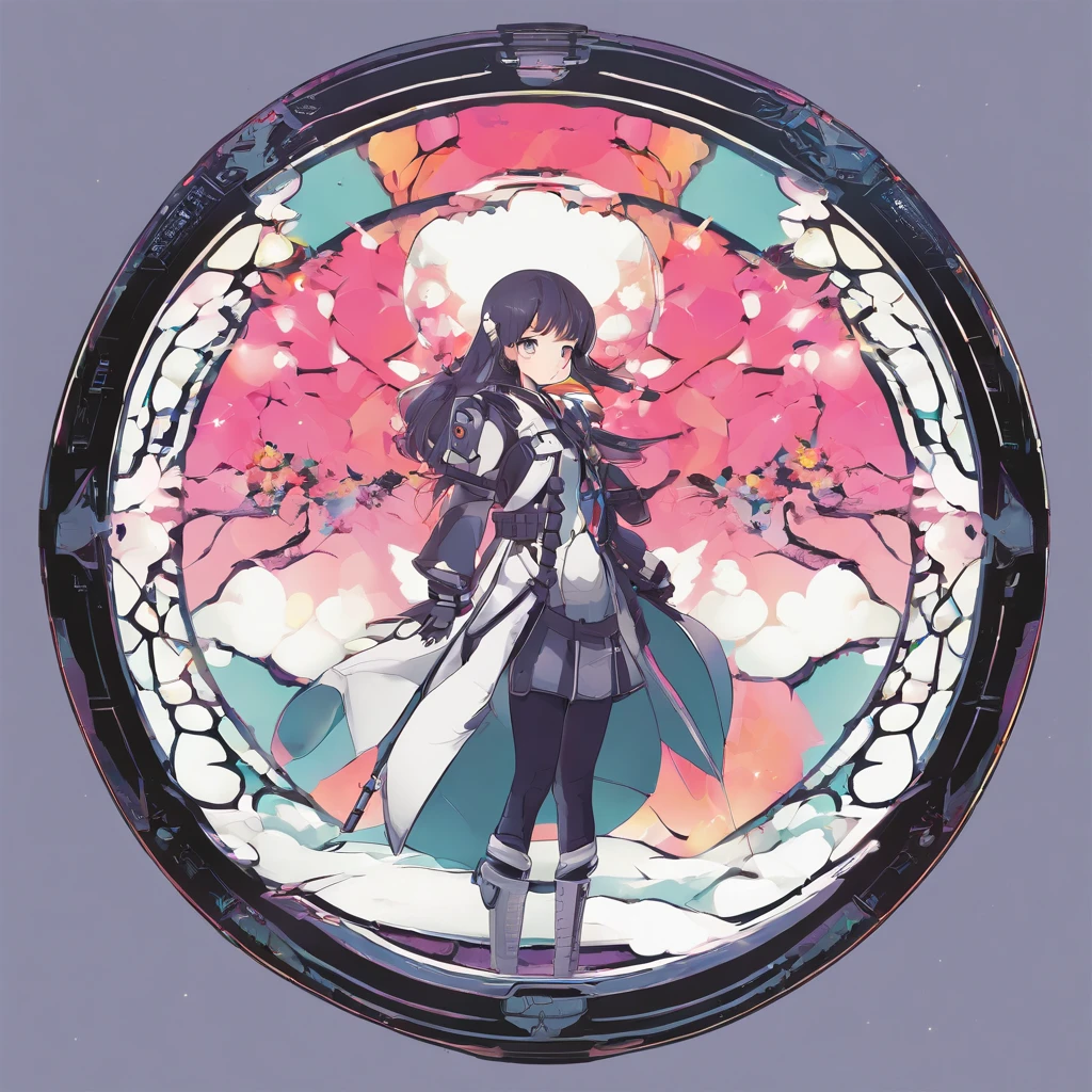 circle border, circle frame, (picture frame), token border used for online game, no character, cyberpunk frame design, border touches edges of image canvas, military color scheme,