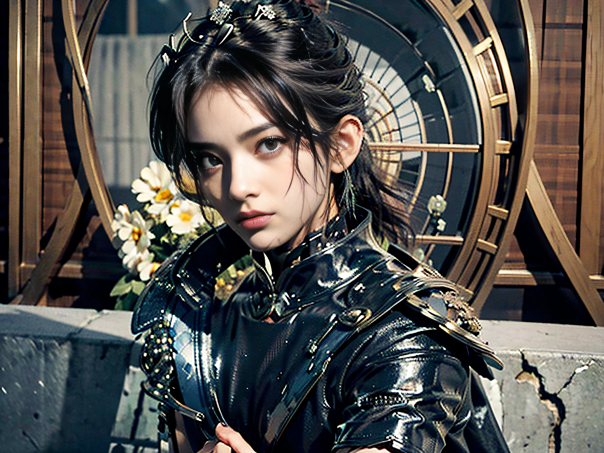 (((32k,high detal,high-detail、masterpiece,Attention to detail,full body Esbian,独奏,1woman))),Raw photo & realistic atmosphere,beautiful dark blue eyes,Detailed mouth,Detailed eyebrows,Shine in every detail,Eyes drawn in detail、Very beautiful eyes with azure eyes,Detailed lips、Infinite reality, ,Brave samurai of the Sengoku period, bulky17-year-old beautiful boy,Samurai of the Sengoku period of Japan,My face is very flushed.,Tremendously beautiful17-year-old Sengoku samurai beauty boy,(youthfulness,Pierce sad eyes,Serious beautiful look,Armor samurai of the Sengoku period,Sengoku armor,Armor of the Warring States Period,Black shiny hair,Chonmage,showing your whole body,Detailed crisp armor,Beautiful luxurious Sengoku armor,Armoured pockets,torso,small hand,Sandals,Shoulder to shoulder,Sengoku Warlord,Sengoku Daimyo,A beautiful girl strongly influenced by Ranmaru Mori,Image of the whole body turning blue-red,Beautiful face like a princess:1.6),(The whole body is wet from the rain,Blue-red liquid on the face,Blue-red liquid on lips,Blue-red liquid in armor:1.8)