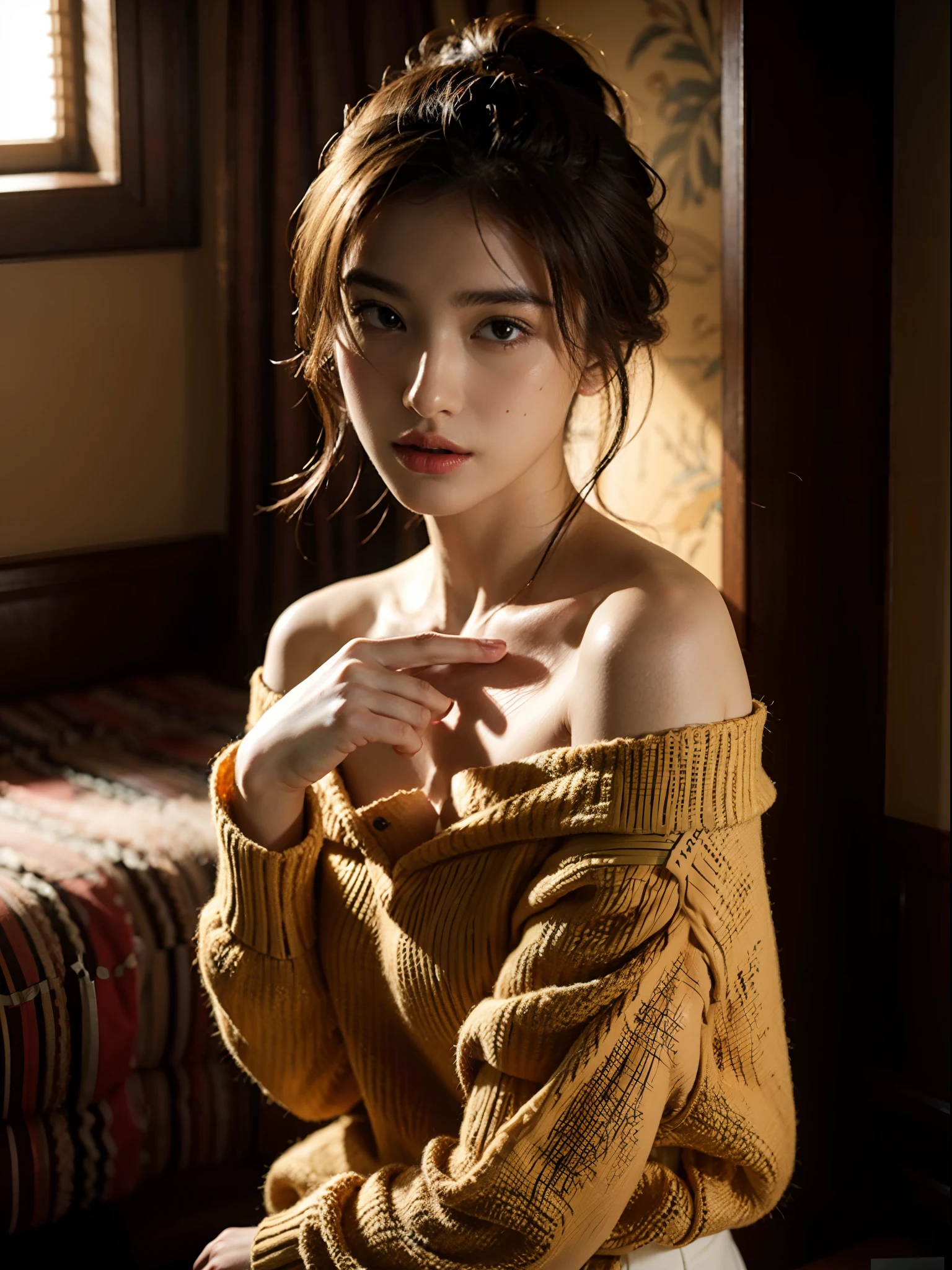 Best quality, masterpiece, ultra high res, (photorealistic:1.4), raw photo, 1girl, off shoulder