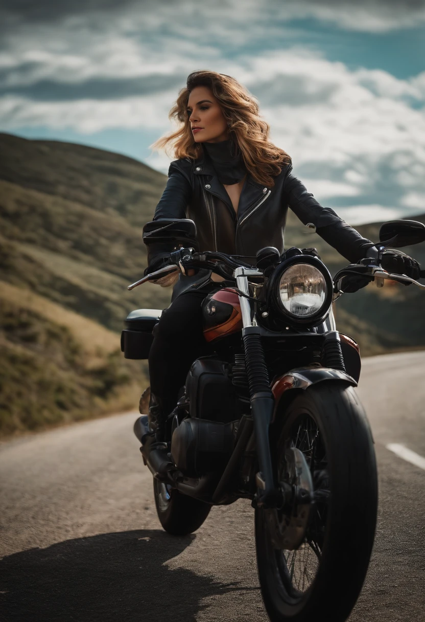 linda mulher pilotando uma moto