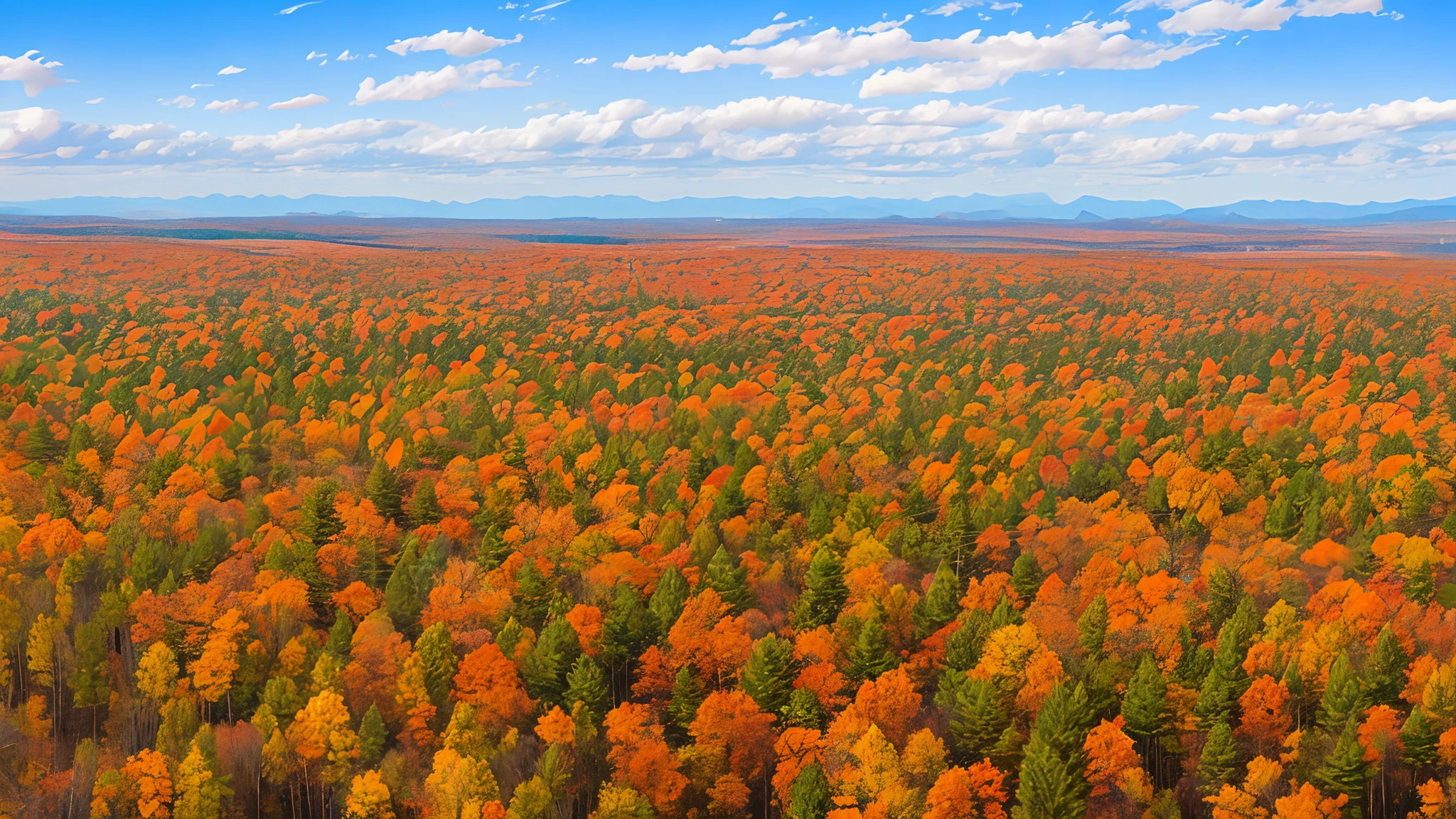 high view of a forest of palmtrees in fall colors --auto --s2