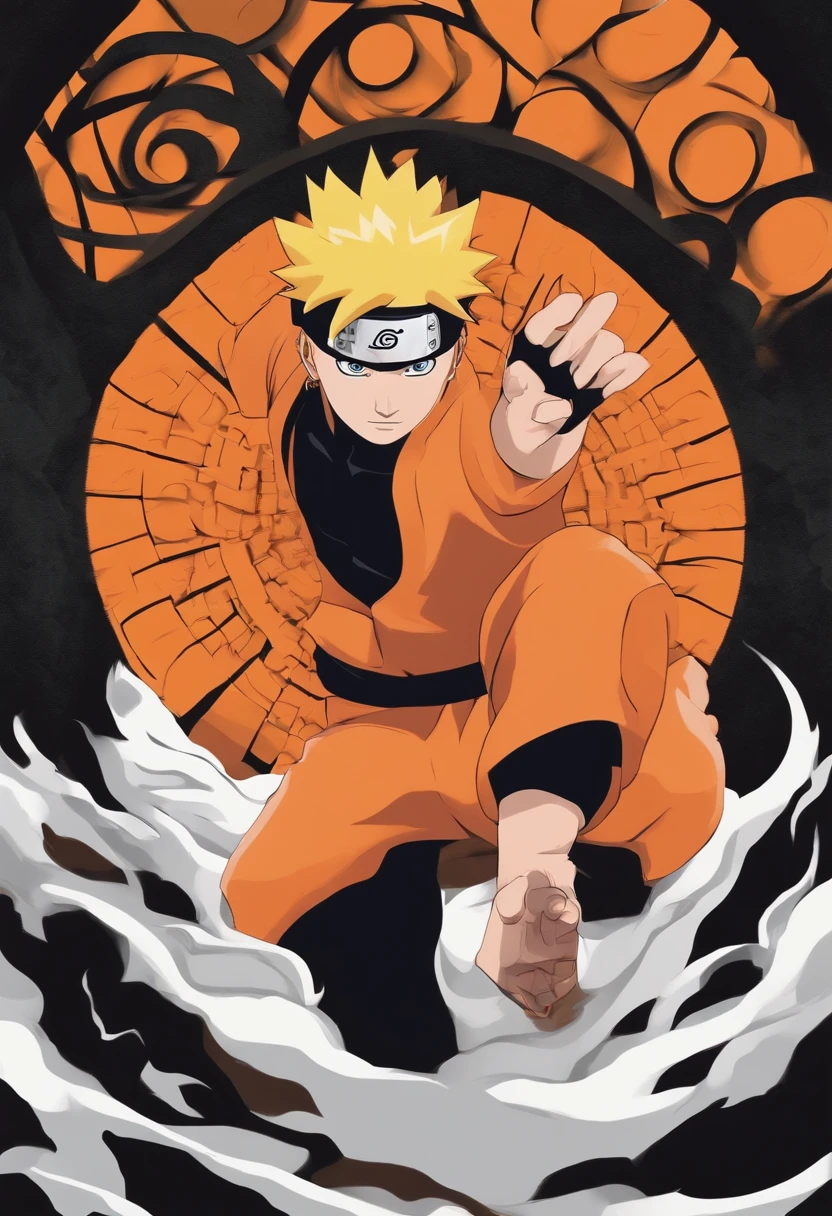"Create a breathtaking movie poster inspired by Masashi Kishimoto's Naruto, showing the legendary Naruto Uzumaki in all his glory."