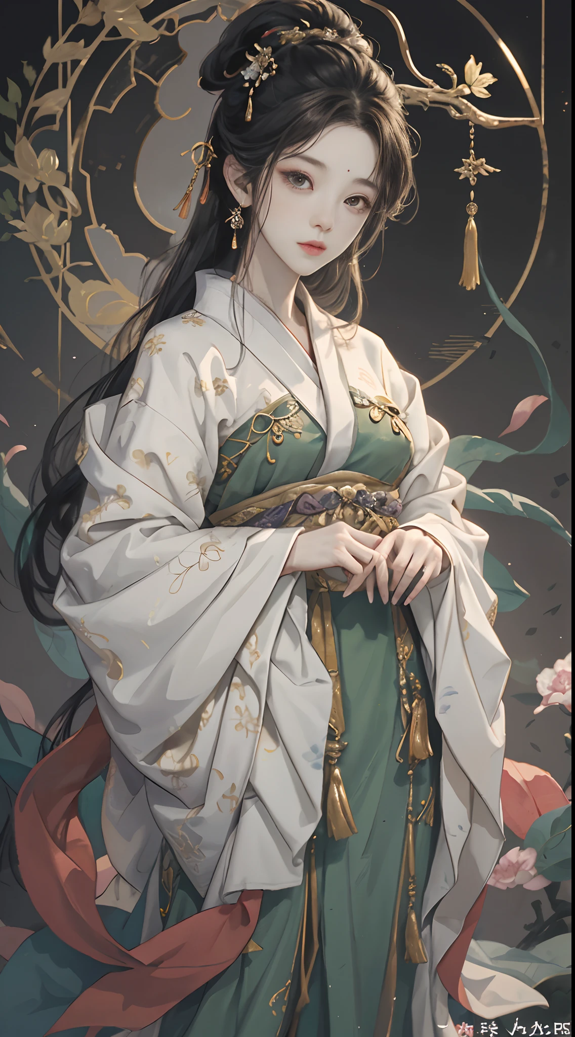 Original，（illustratio：1.1），（best qualtiy），（tmasterpiece：1.1），（the Extremely Detailed CG Unity 8K Wallpapers），（a color：1.2），1 Plum Blossom God，goddes，，ancient costume，Hanfu，best qualtiy，Extremely detailed jewelry，Plum petals，scenecy，rios|Wagas，