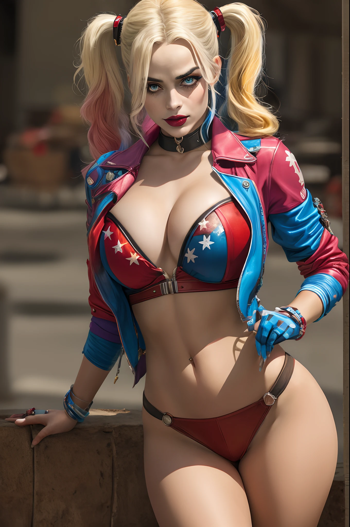 Beautiful Harley Quinn in Suicide Squad, corpo inteiro, soft-lighting, dinamic angle, lifelike lighting, foto de Robert Adams, (textura natural da pele, hiper-realismo, luz suave, clear: 1.2), (detalhes intrincados: 1.12), obra-prima hdr, melhor qualidade, (foto altamente detalhada: 1.1), 8k, fotorrealista, (SFW)