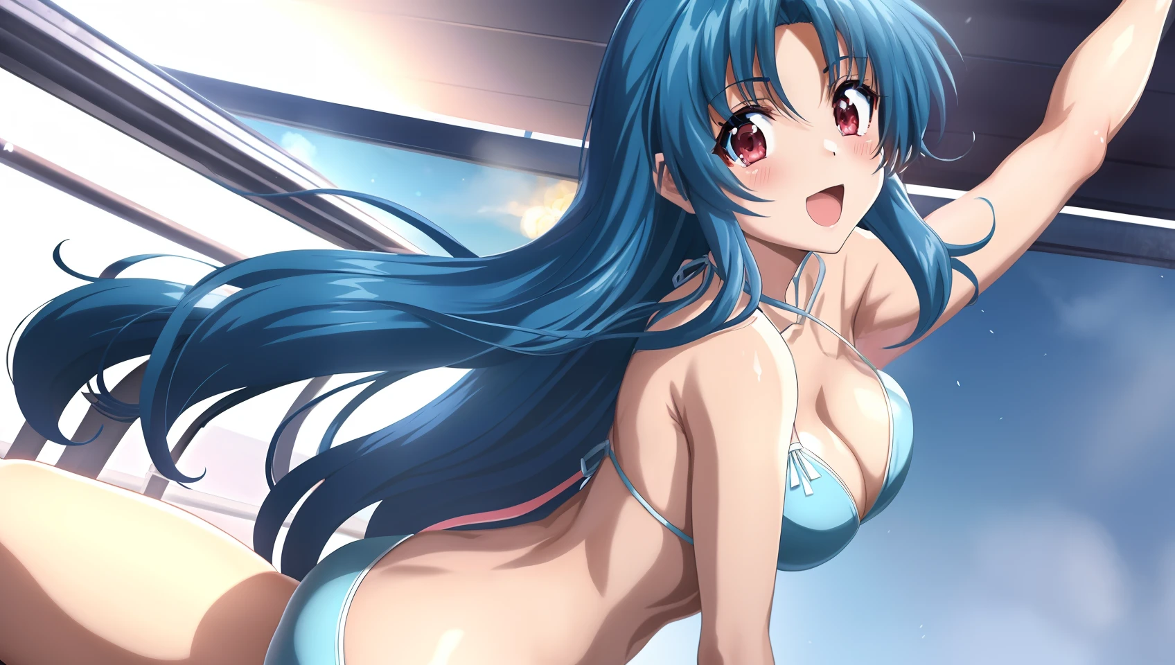 KanameChidori, 1girl, anime, Obra maestra, La mejor calidad, bikini, Altamente detallado, hermoso fondo, dynamic lighting