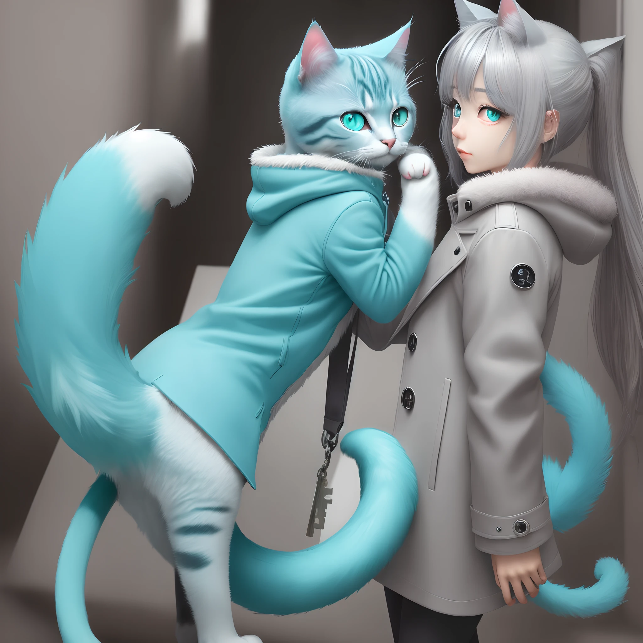 Cat coat color silver eye color cyan key tail